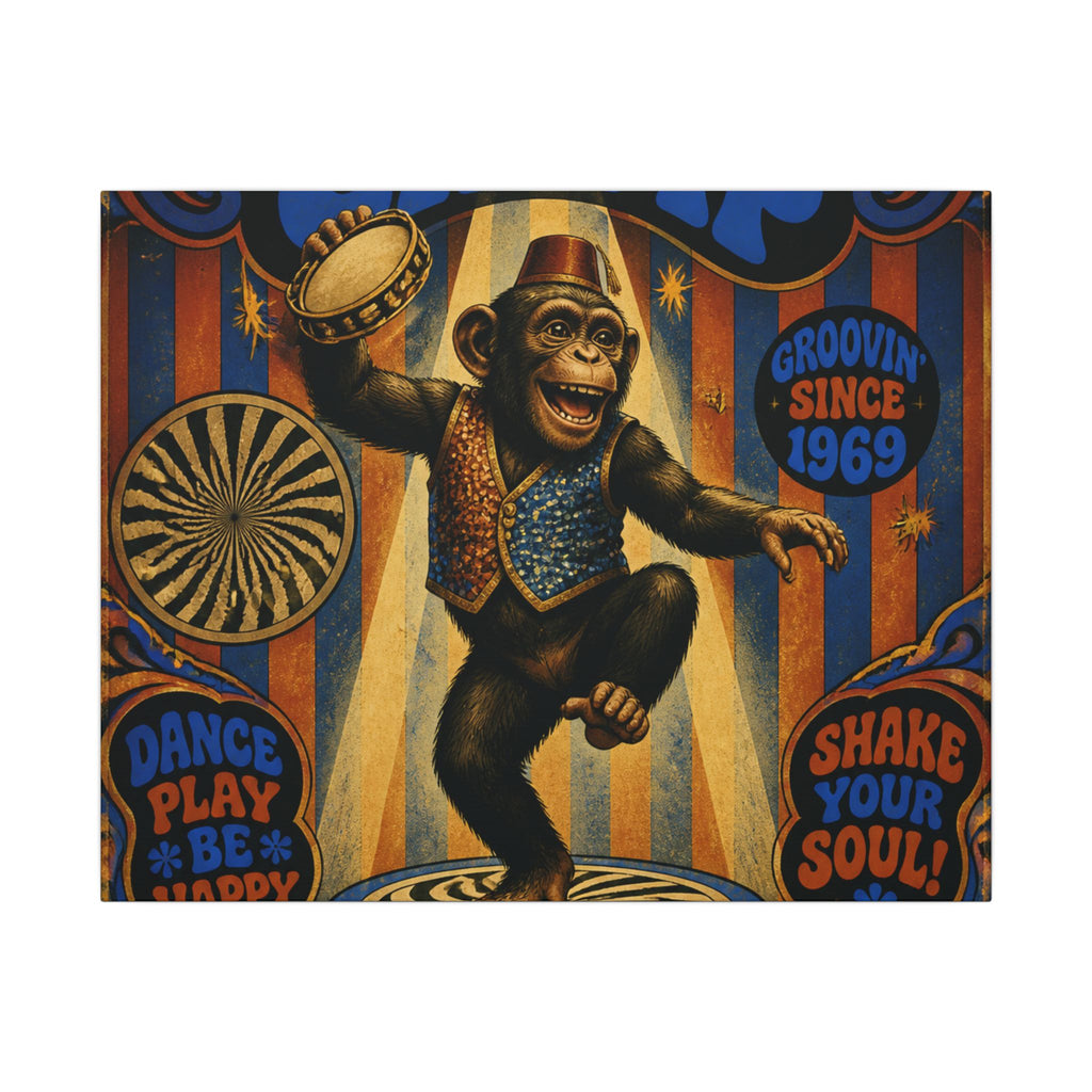 Dancing Monkey Wall Art Canvas 24×36 Psychedelic Dining Room Decor Maximalist Print