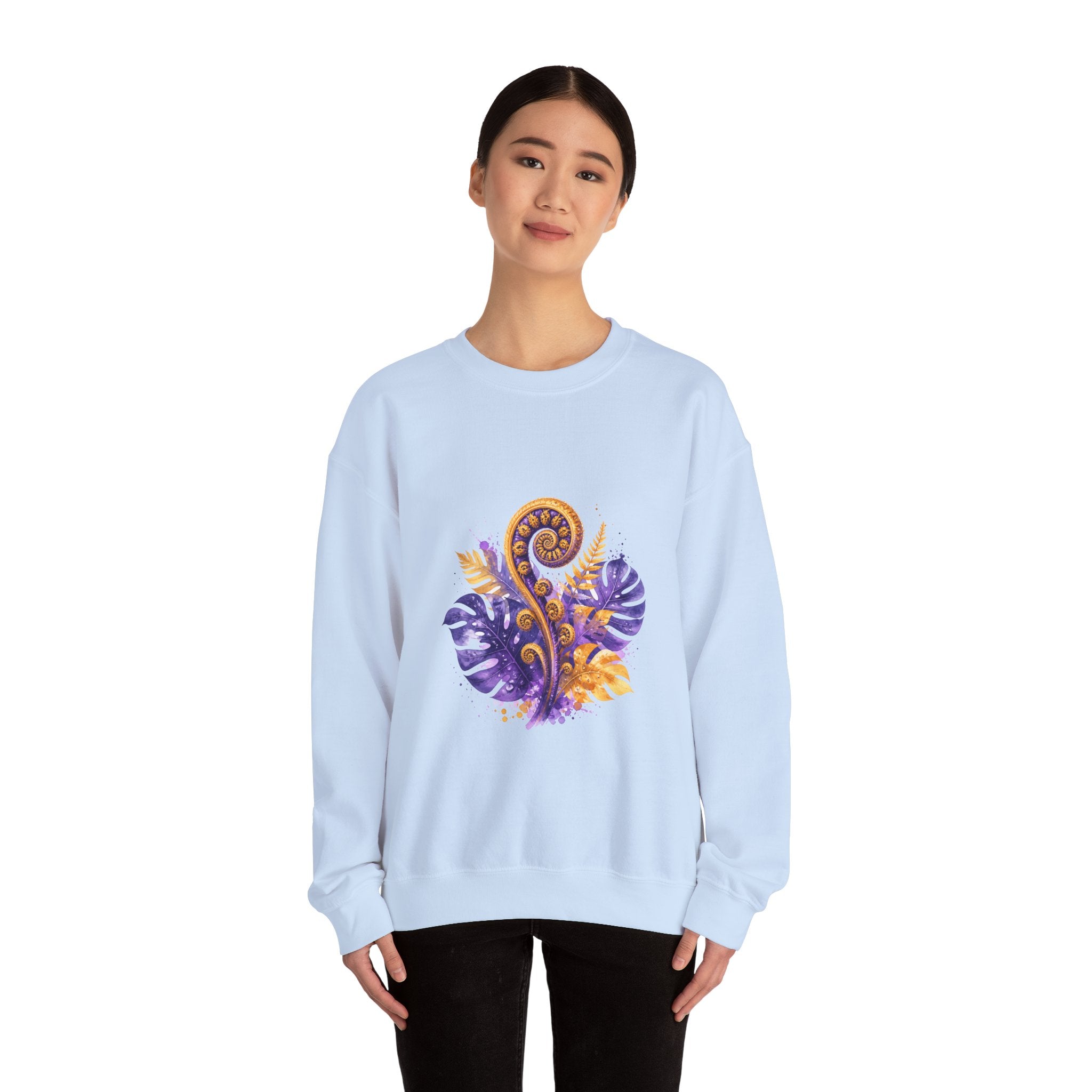 Matching Couple Sweatshirt - Desert & Rainforest Matching Couple Crewneck Sweatshirt Watercolor Art His Hers Engagement Gift - Design B
