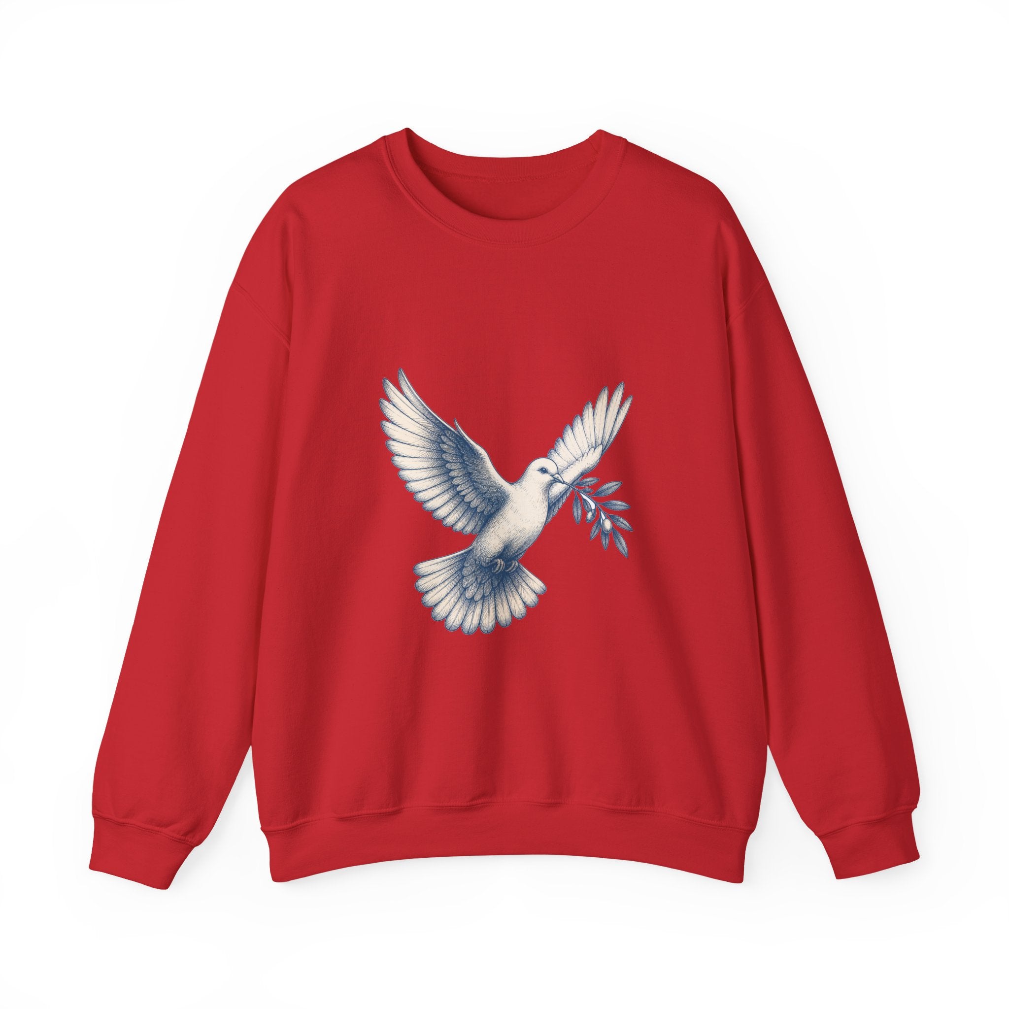 Matching Couple Sweatshirt - Wolf & Dove Matching Couple Premium Fleece Sweatshirt Hand-Drawn Art His Hers Anniversary Gift - Design B