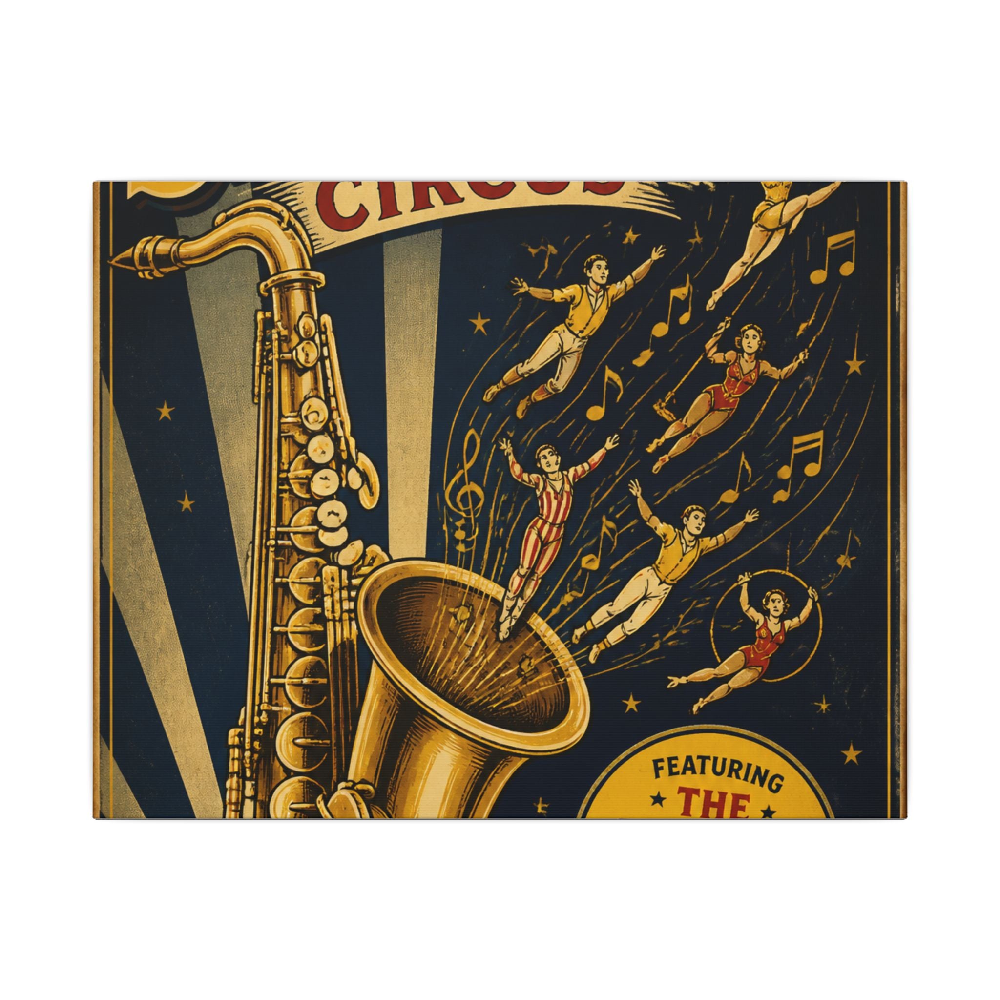 Saxophone Music Circus Wall Art Canvas 16×20 Vintage Circus Kitchen Decor Maximalist Print