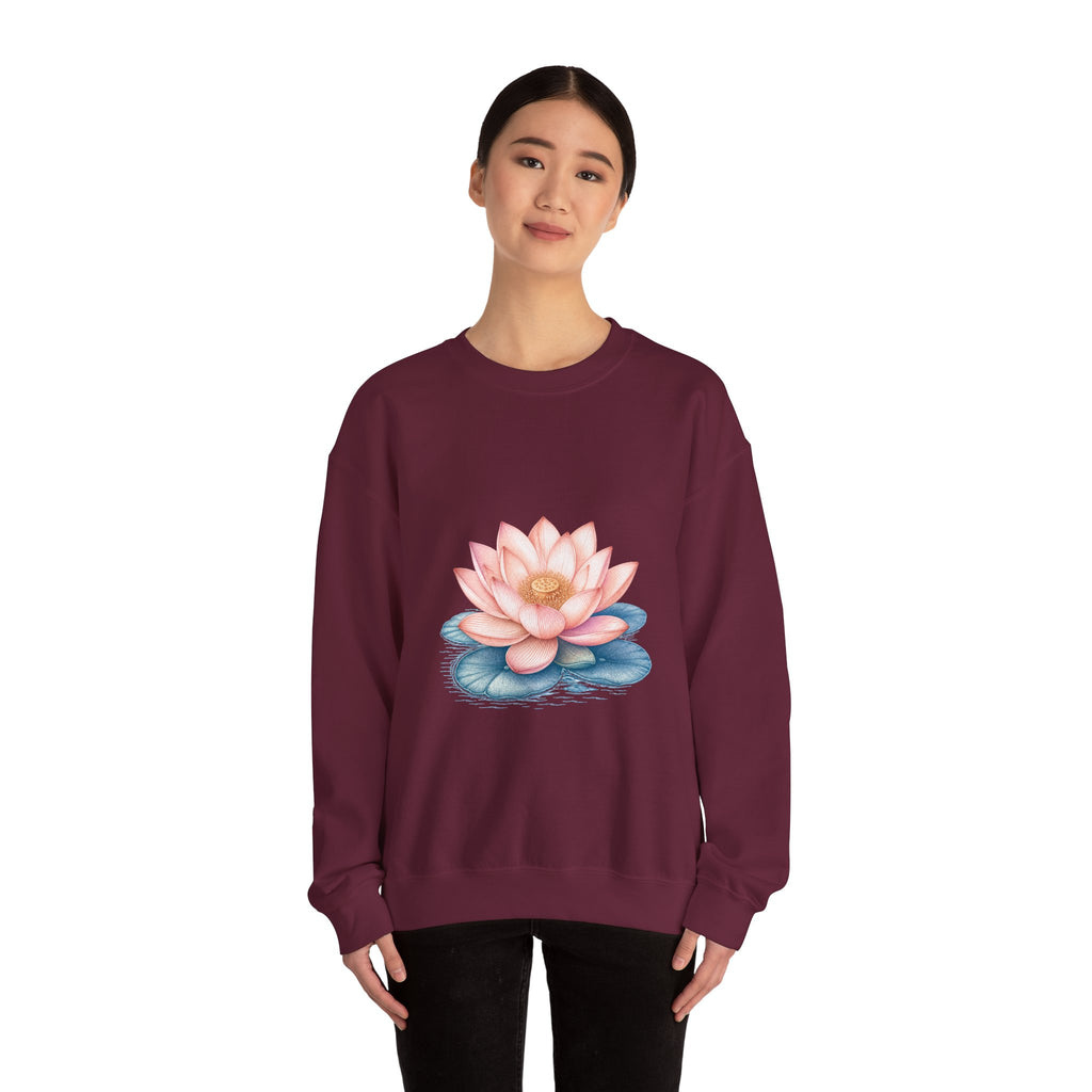 Matching Couple Sweatshirt - Open & Closed Lotus Matching Couple Premium Fleece Sweatshirt Vintage Art His Hers Honeymoon Gift - Design A