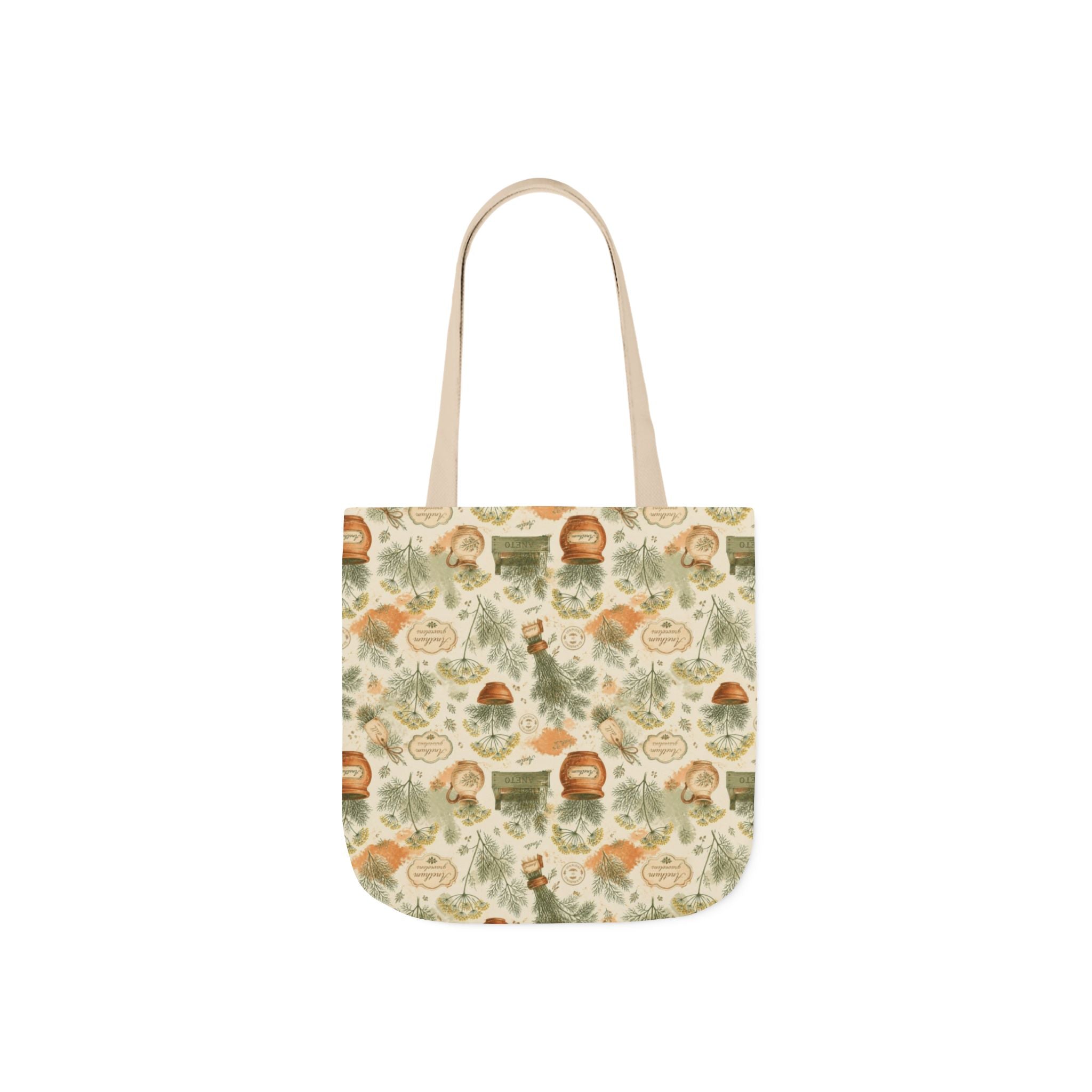 Dill Fronds Canvas Tote Bag Mediterranean Kitchen Watercolor Design Italian Cottagecore Gift