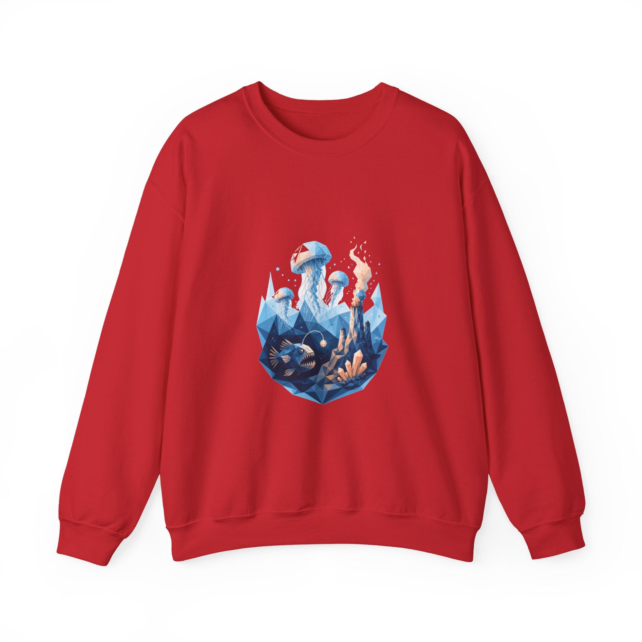Matching Couple Sweatshirt - Coral Reef & Deep Sea Matching Couple Crewneck Sweatshirt Geometric Art His Hers Couple Gift - Design B