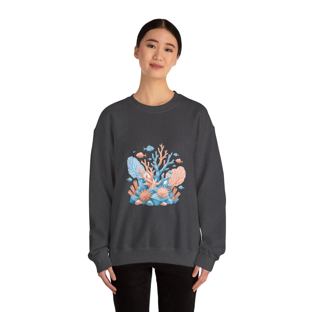Matching Couple Sweatshirt - Coral Reef & Deep Sea Matching Couple Crewneck Sweatshirt Geometric Art His Hers Couple Gift - Design A