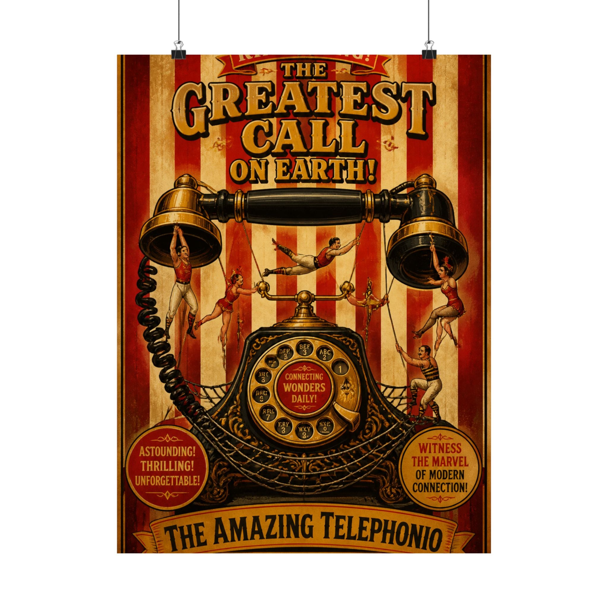 Vintage Telephone Booth Wall Art Poster 18×24 Vintage Circus Kitchen Decor Maximalist Print