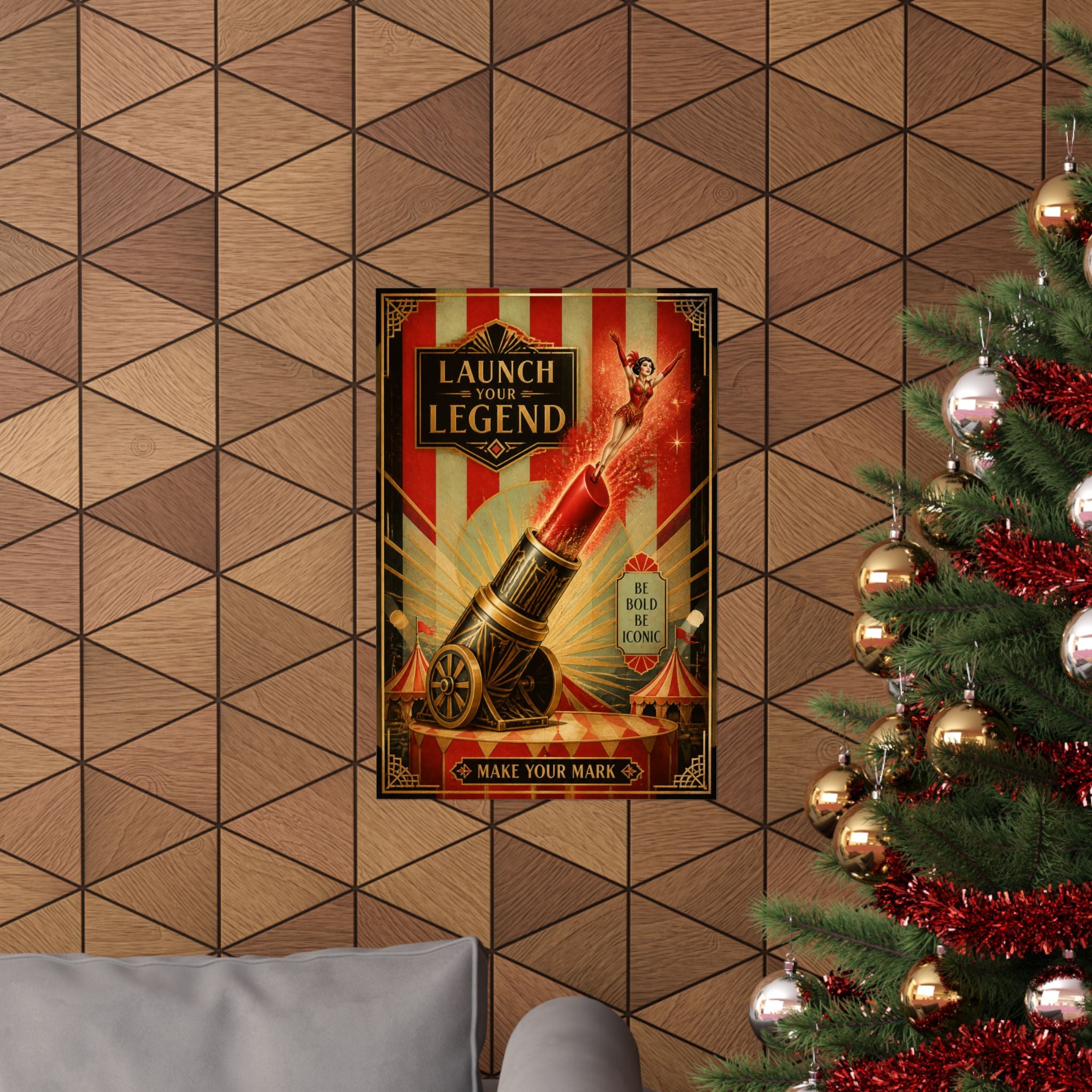 Lipstick Cannon Wall Art Poster 18×24 Art Deco Entryway Decor Maximalist Print