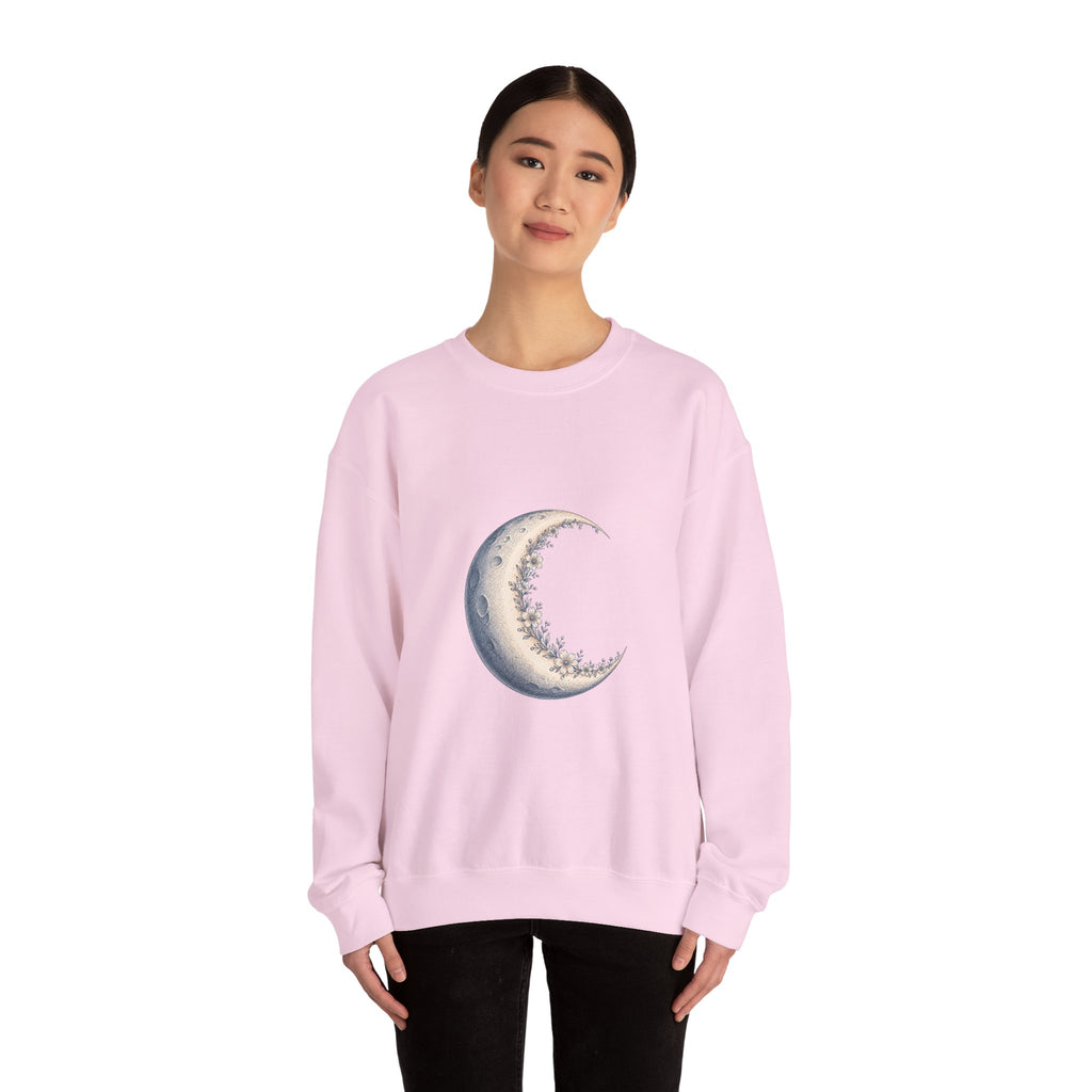 Matching Couple Sweatshirt - Waxing & Waning Moon Matching Couple Premium Fleece Sweatshirt Hand-Drawn Art His Hers Anniversary Gift - Design A