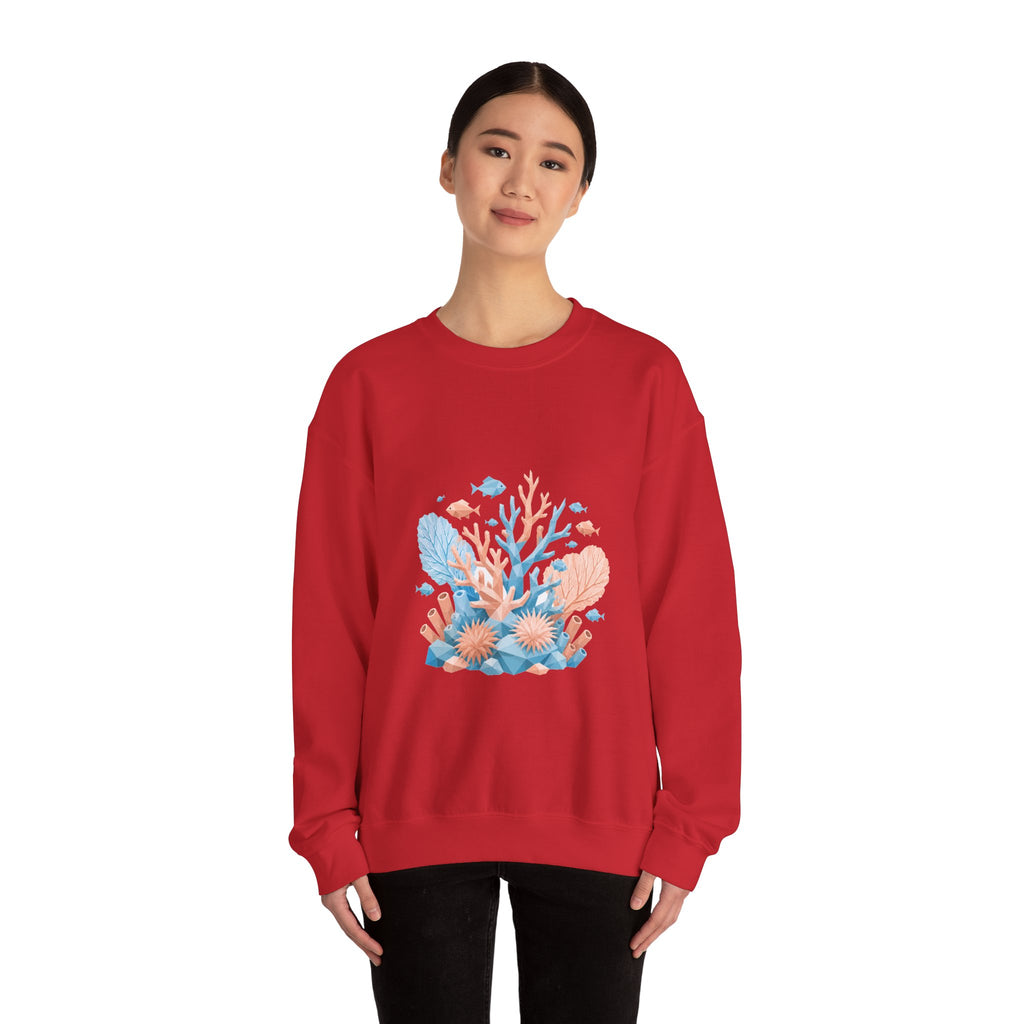 Matching Couple Sweatshirt - Coral Reef & Deep Sea Matching Couple Crewneck Sweatshirt Geometric Art His Hers Couple Gift - Design A