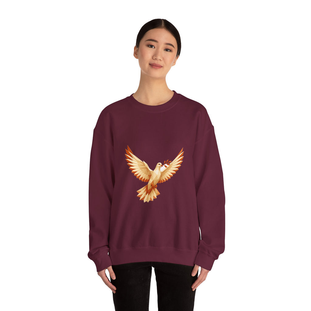 Matching Couple Sweatshirt - Wolf & Dove Matching Couple Crewneck Sweatshirt Geometric Art His Hers Couple Gift - Design B