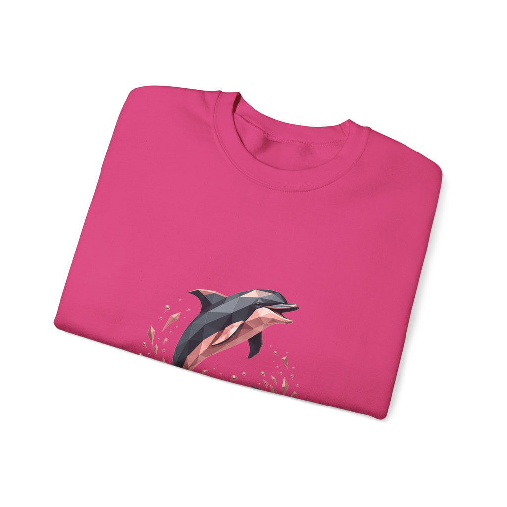 Matching Couple Sweatshirt - Shark & Dolphin Matching Couple Premium Fleece Sweatshirt Geometric Art His Hers Love Gift - Design B