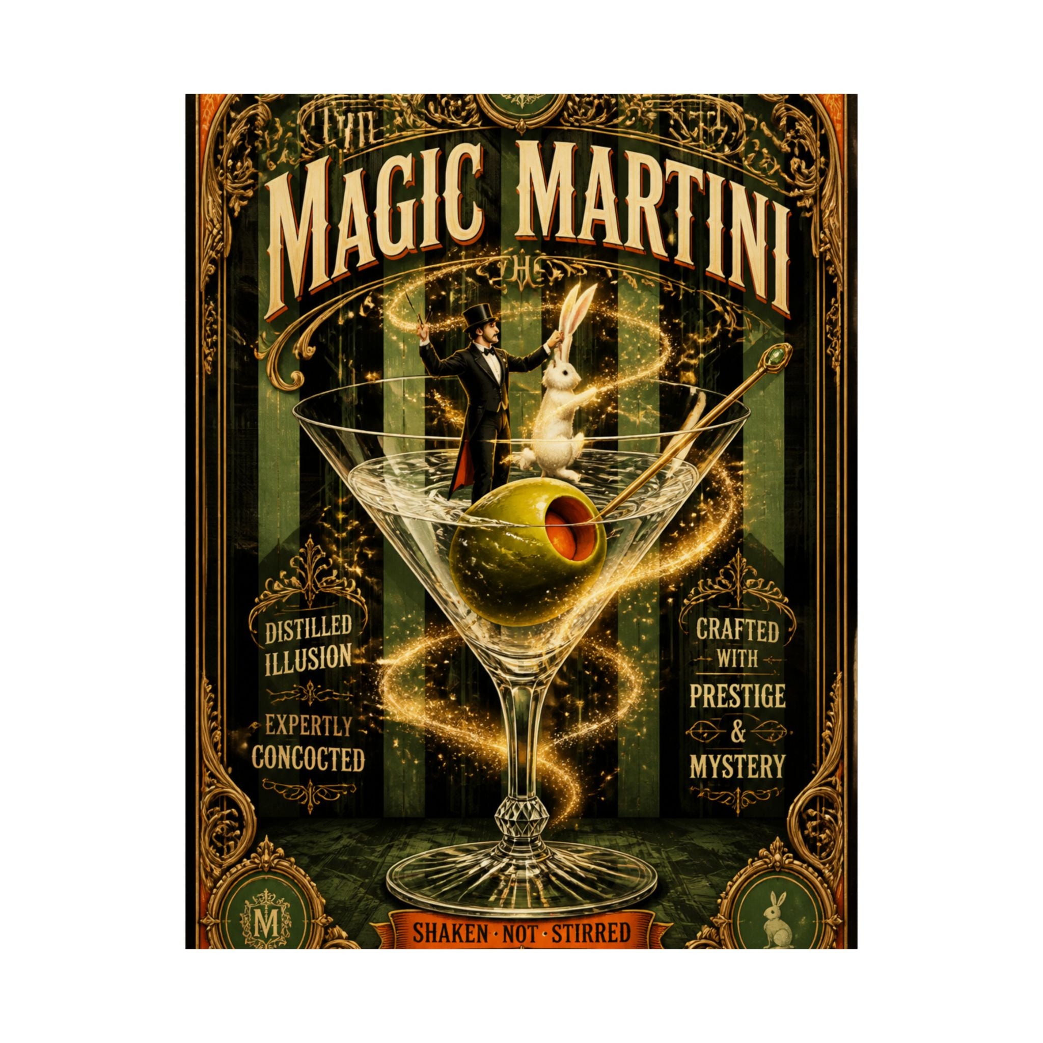 Martini Magician Wall Art Poster 24×36 Baroque Studio Decor Maximalist Print