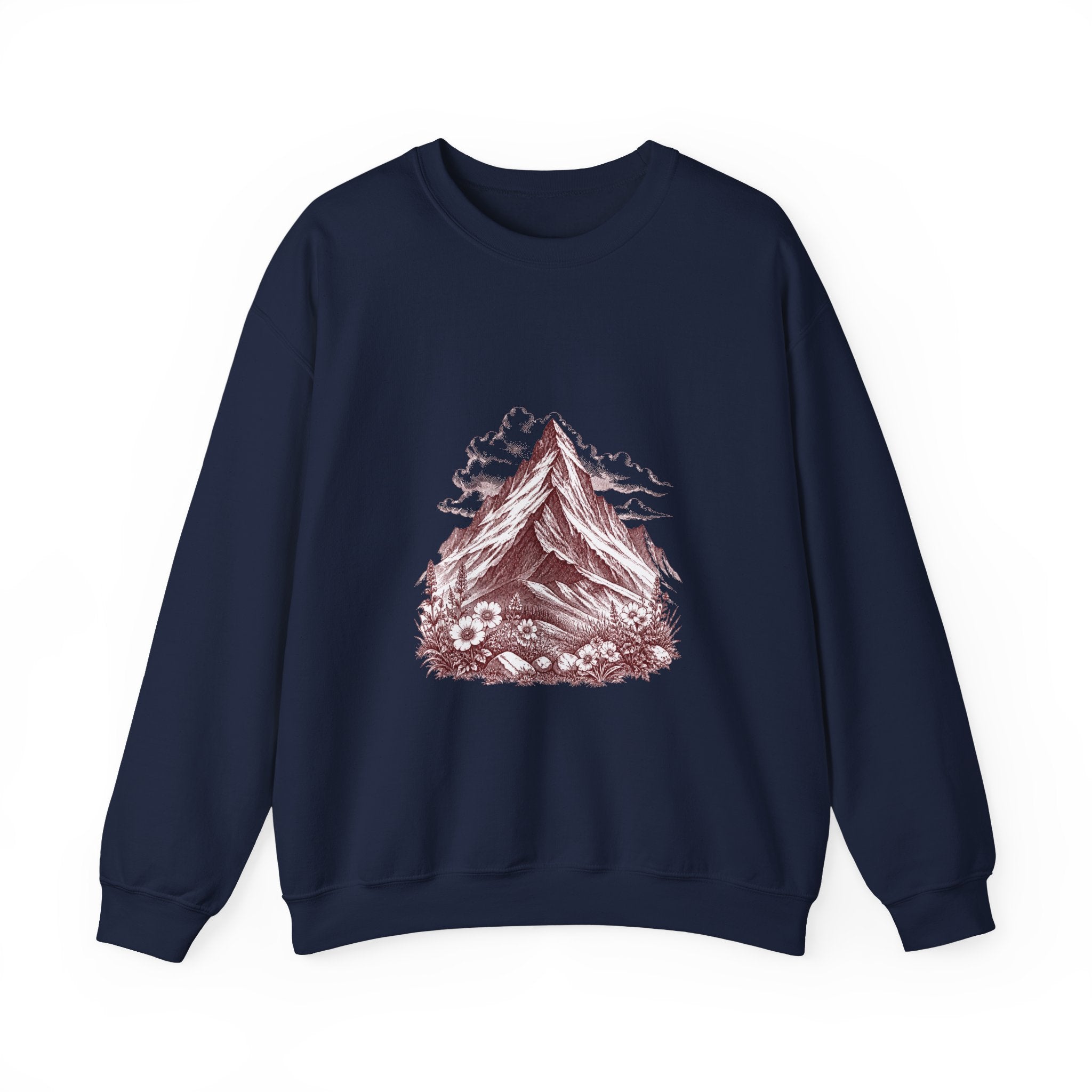 Matching Couple Sweatshirt - Mountain & Ocean Matching Couple Crewneck Sweatshirt Hand-Drawn Art His Hers Best Friend Gift - Design A