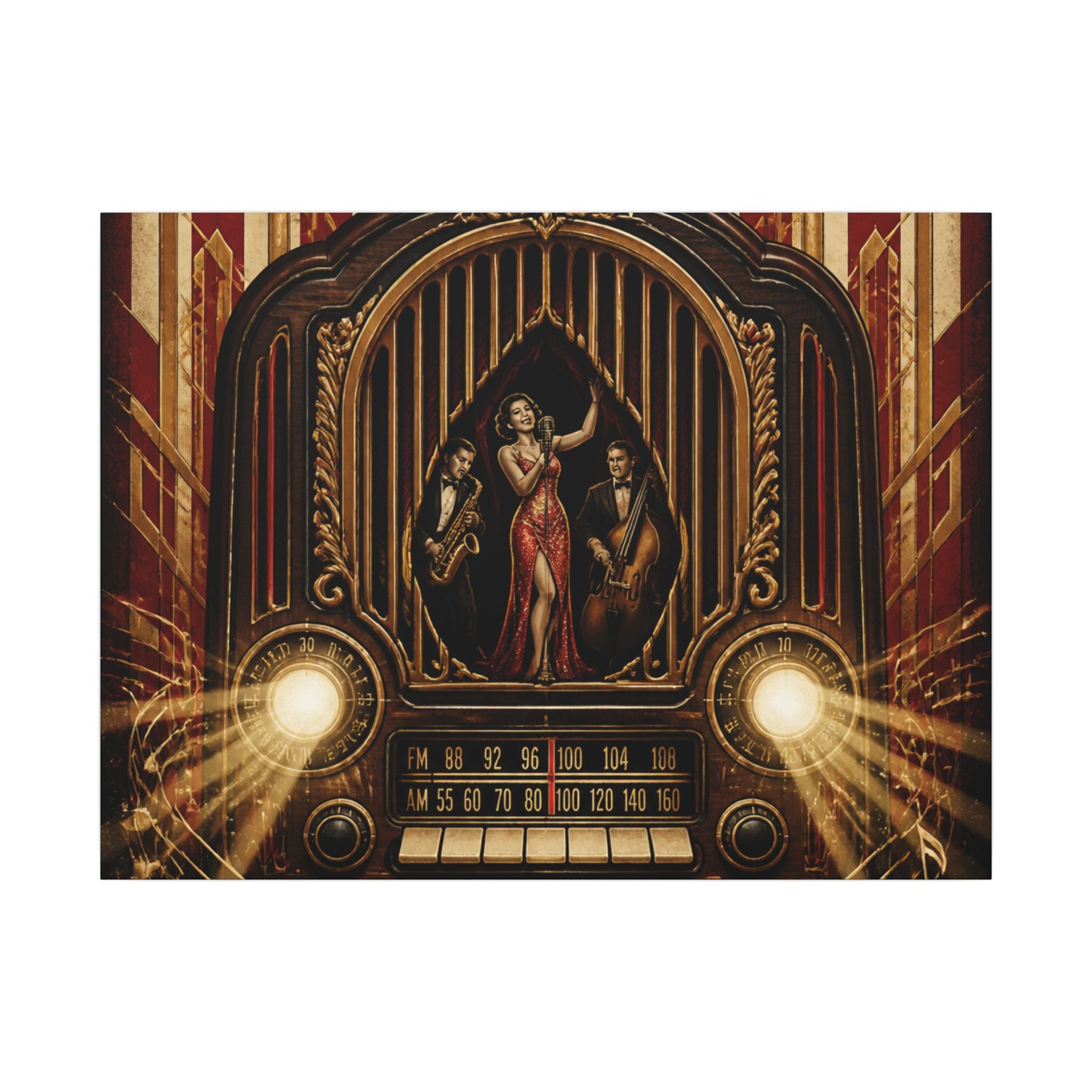 Vintage Radio Stage Wall Art Canvas 16×20 Baroque Home Office Decor Maximalist Print