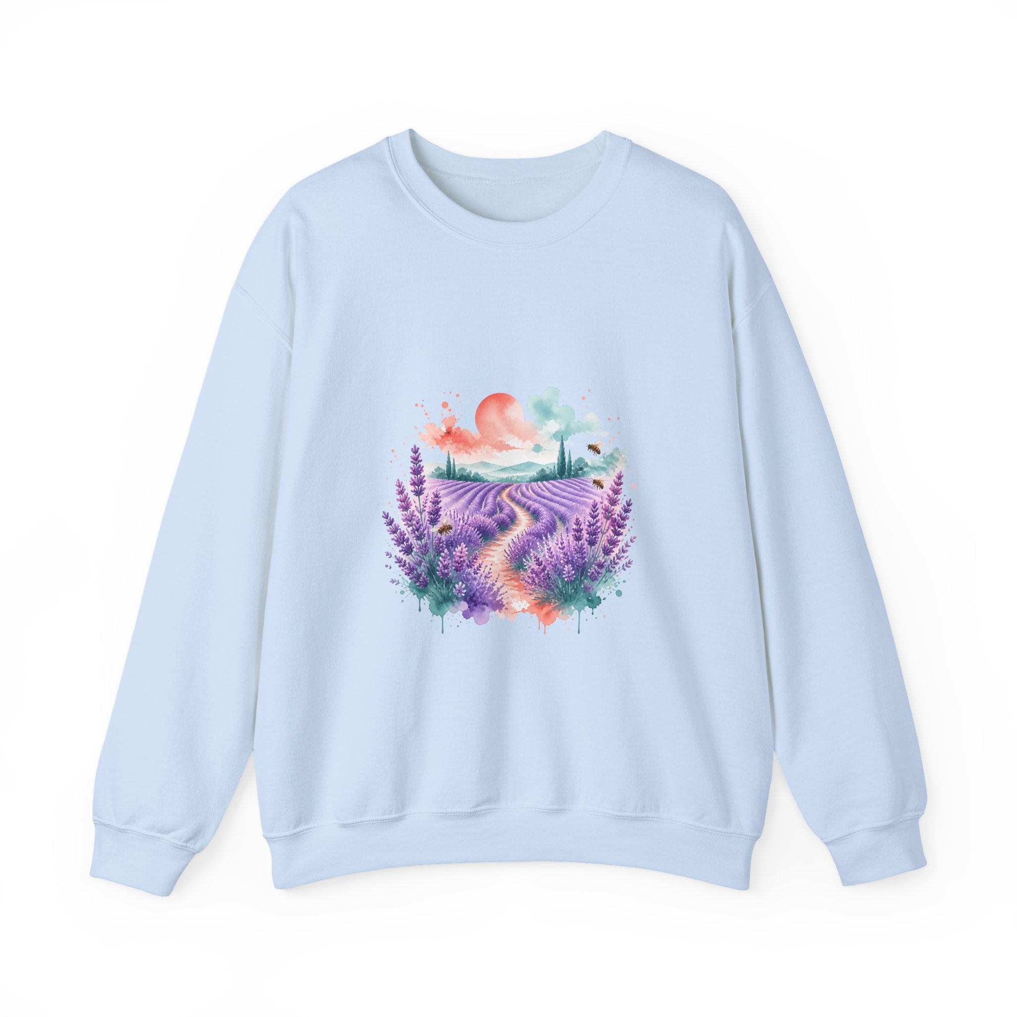 Matching Couple Sweatshirt - Lavender Fields & Canyon Matching Couple Comfort Colors Crew Watercolor Art His Hers Birthday Gift - Design A