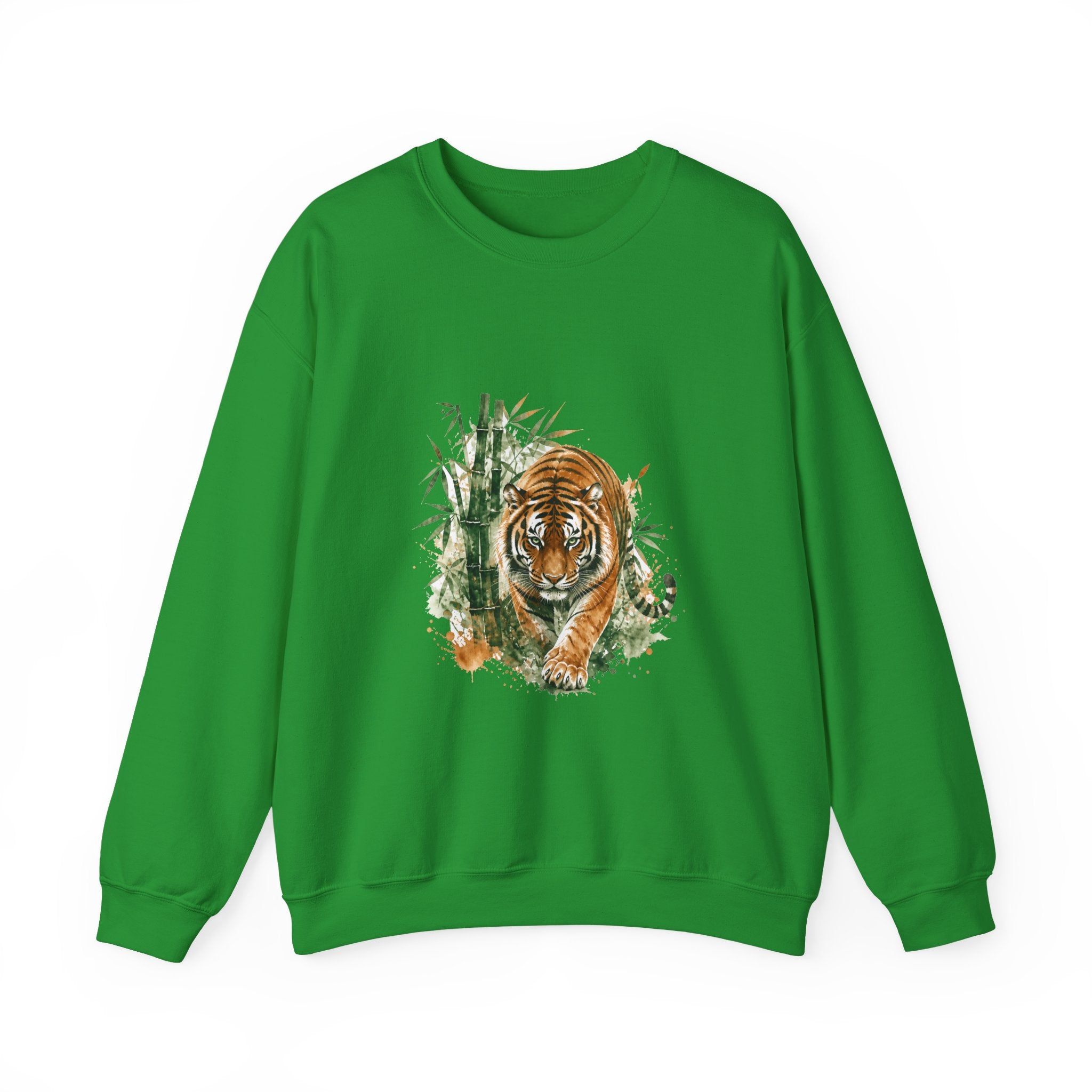 Matching Couple Sweatshirt - Tiger & Crane Matching Couple Premium Fleece Sweatshirt Watercolor Art His Hers Birthday Gift - Design A