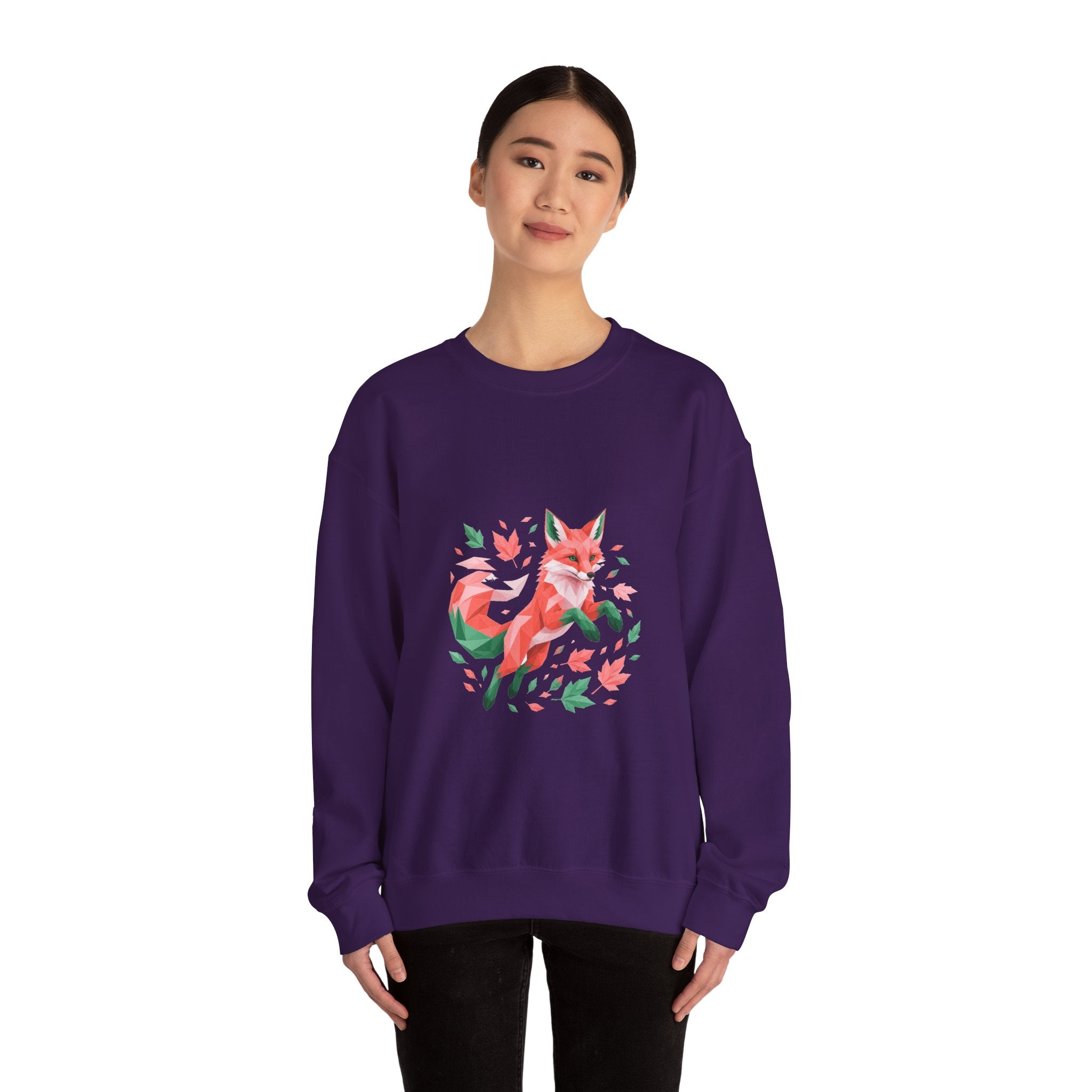 Matching Couple Sweatshirt - Fox & Rabbit Matching Couple Premium Fleece Sweatshirt Geometric Art His Hers Love Gift - Design A