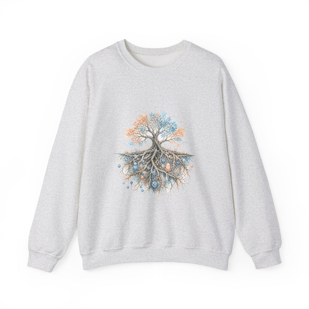 Matching Couple Sweatshirt - Ancient Oak & Deep Roots Matching Couple Crewneck Sweatshirt Watercolor Art His Hers Engagement Gift - Design B