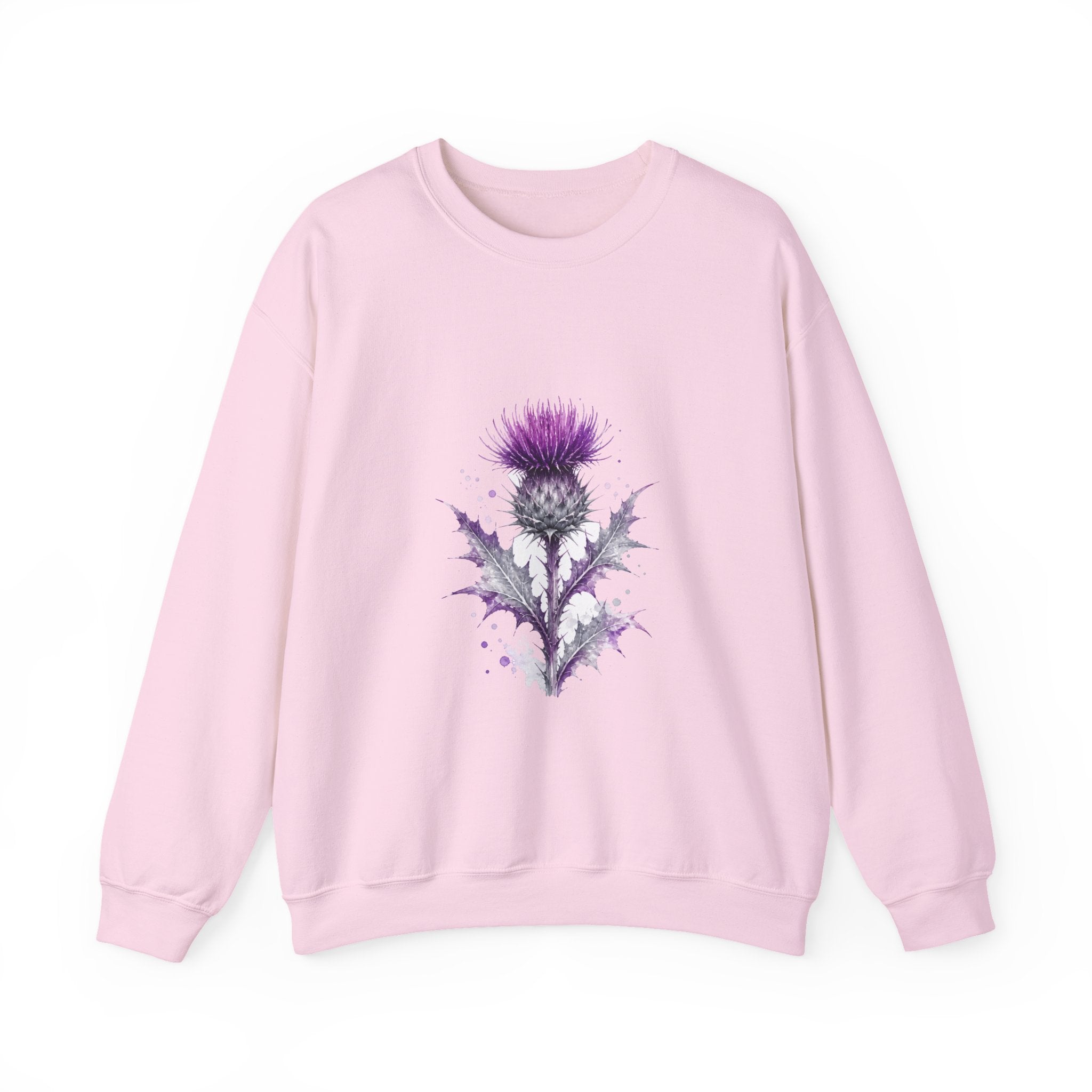 Matching Couple Sweatshirt - Lavender & Thistle Matching Couple Comfort Colors Crew Watercolor Art His Hers Birthday Gift - Design B