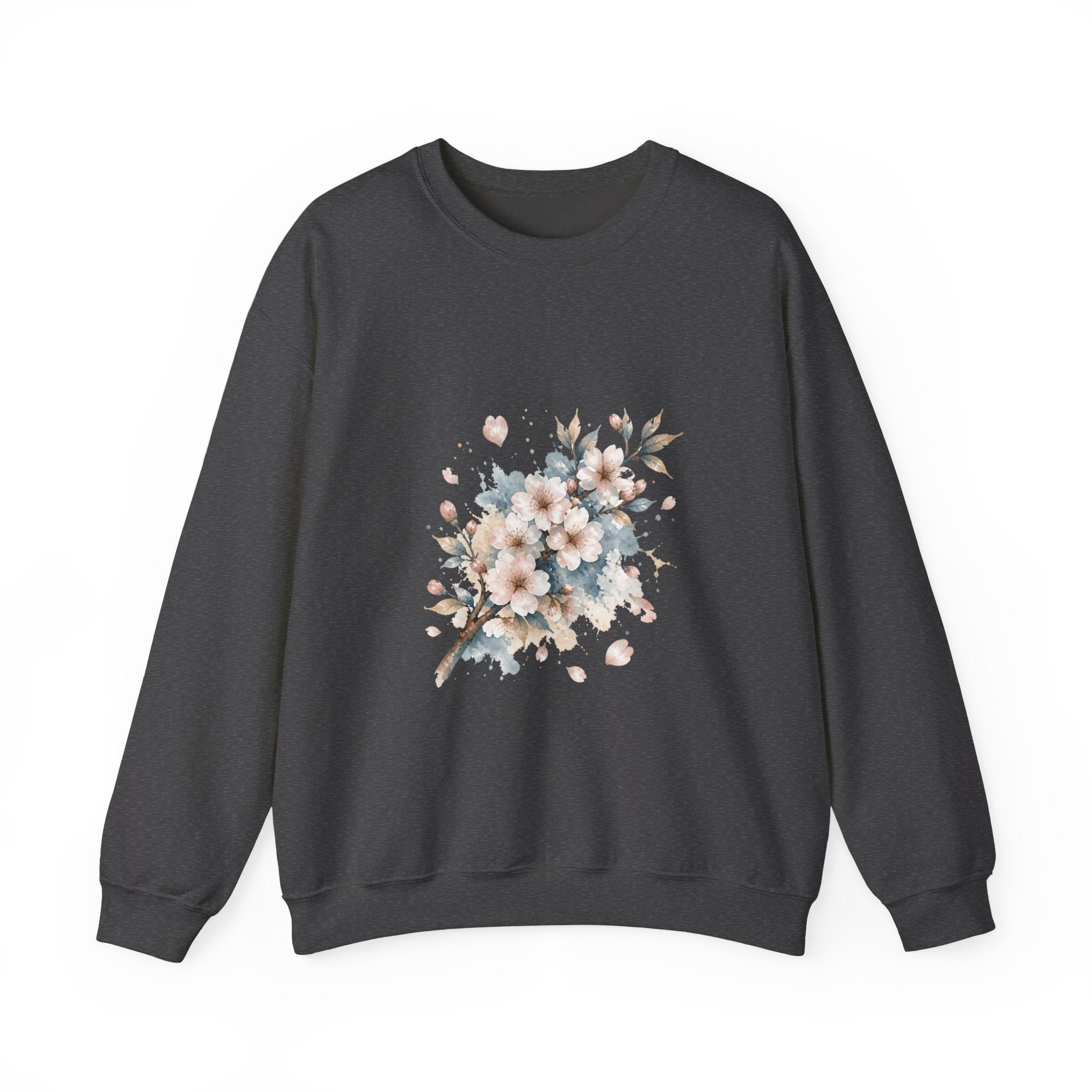 Matching Couple Sweatshirt - Cherry Blossom & Maple Leaf Matching Couple Crewneck Sweatshirt Watercolor Art His Hers Engagement Gift - Design A
