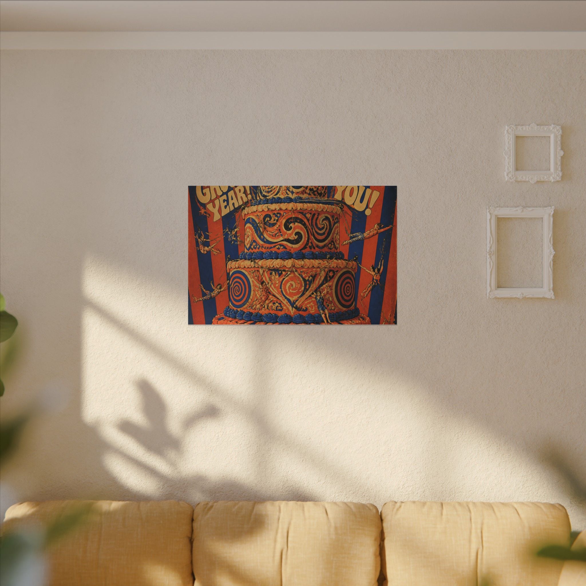 Birthday Cake Trapeze Wall Art Canvas 24×36 Psychedelic Dining Room Decor Maximalist Print