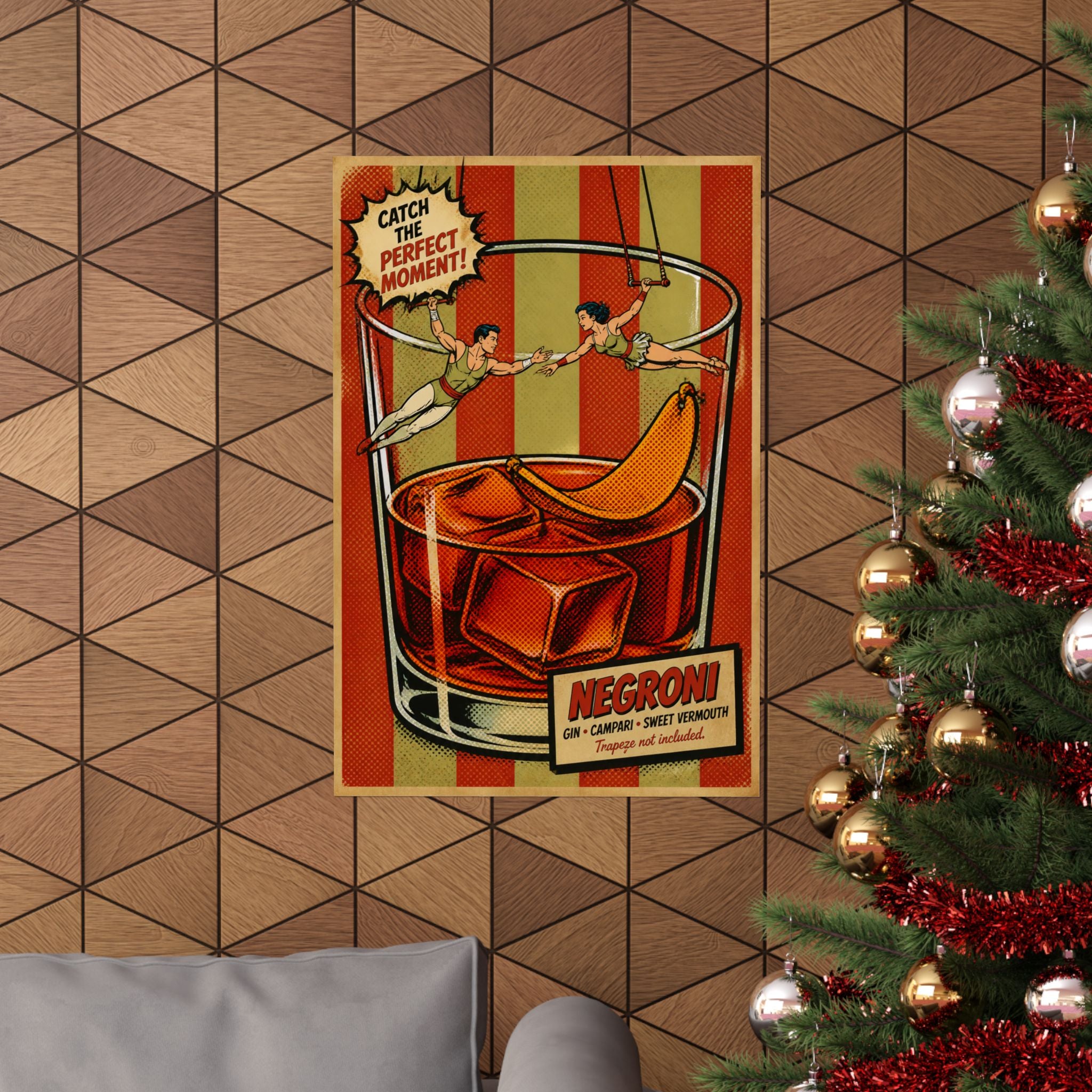 Negroni Trapeze Act Wall Art Poster 24×36 Pop Art Restaurant Decor Maximalist Print