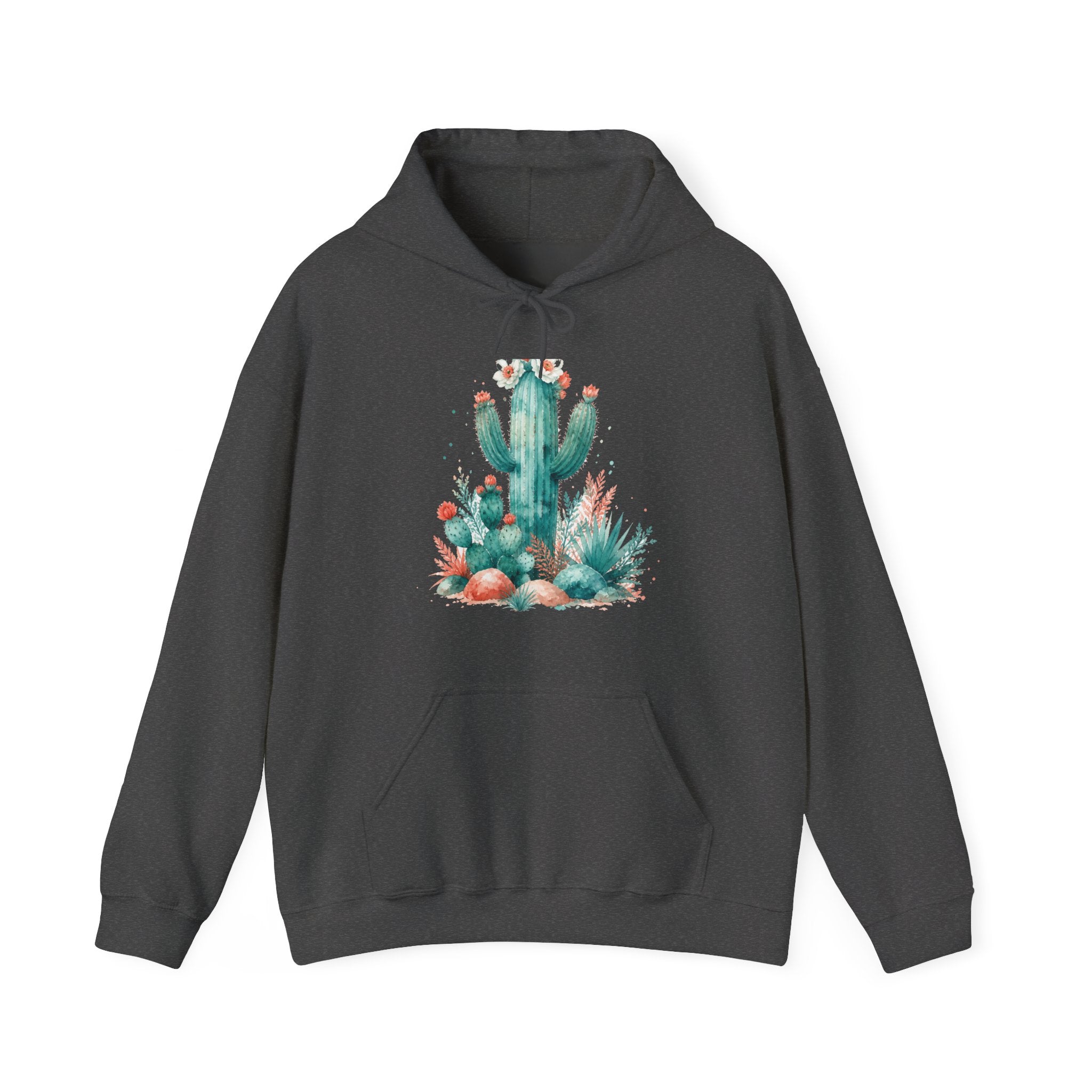 Matching Couple Sweatshirt - Desert & Rainforest Matching Couple Hooded Sweatshirt Watercolor Art His Hers Engagement Gift - Design A
