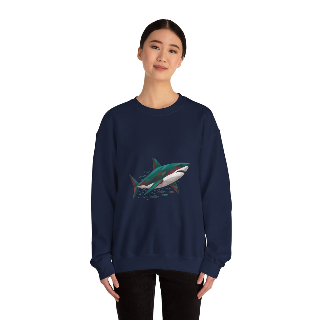 Matching Couple Sweatshirt - Shark & Dolphin Matching Couple Comfort Colors Crew Geometric Art His Hers Love Gift - Design A