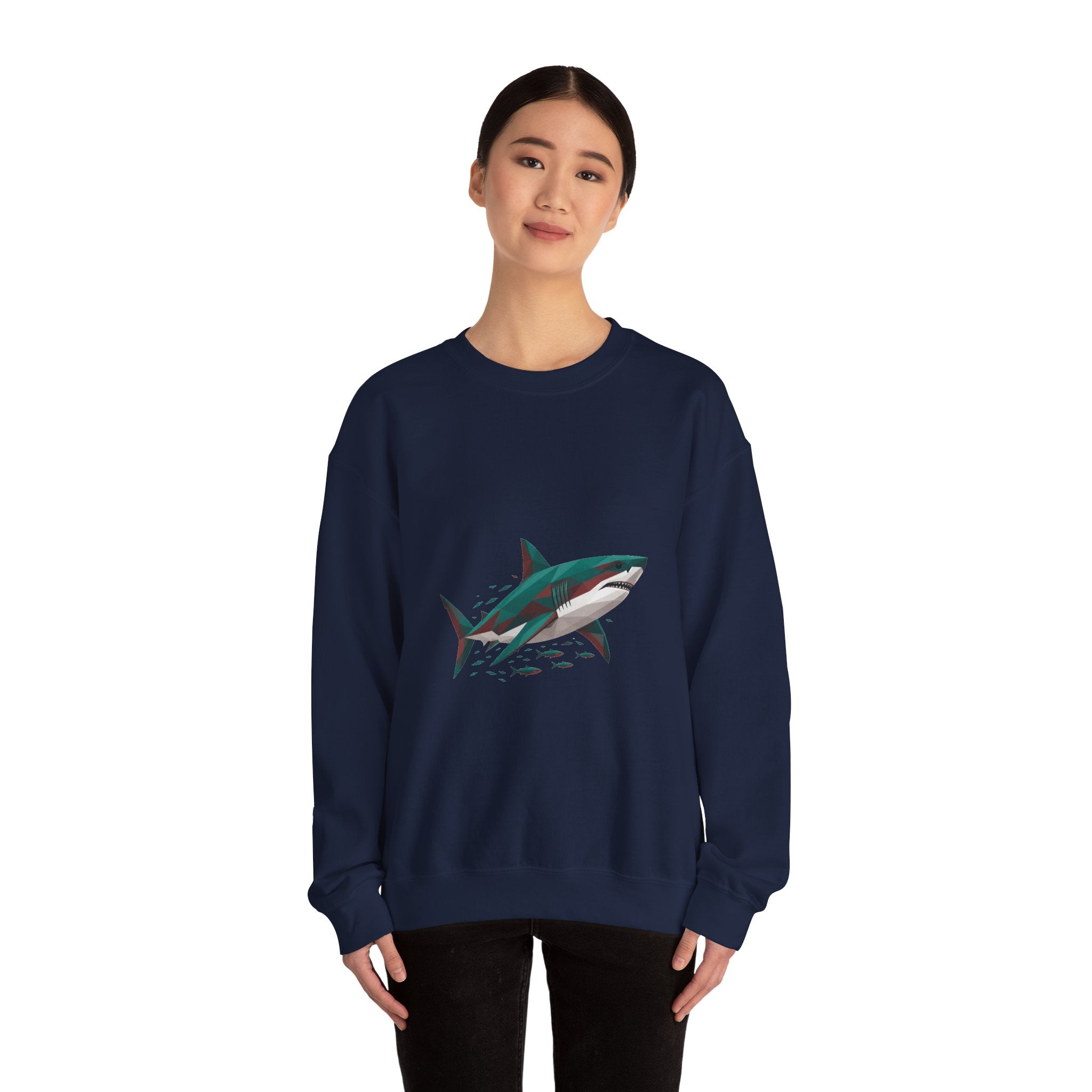 Matching Couple Sweatshirt - Shark & Dolphin Matching Couple Comfort Colors Crew Geometric Art His Hers Love Gift - Design A