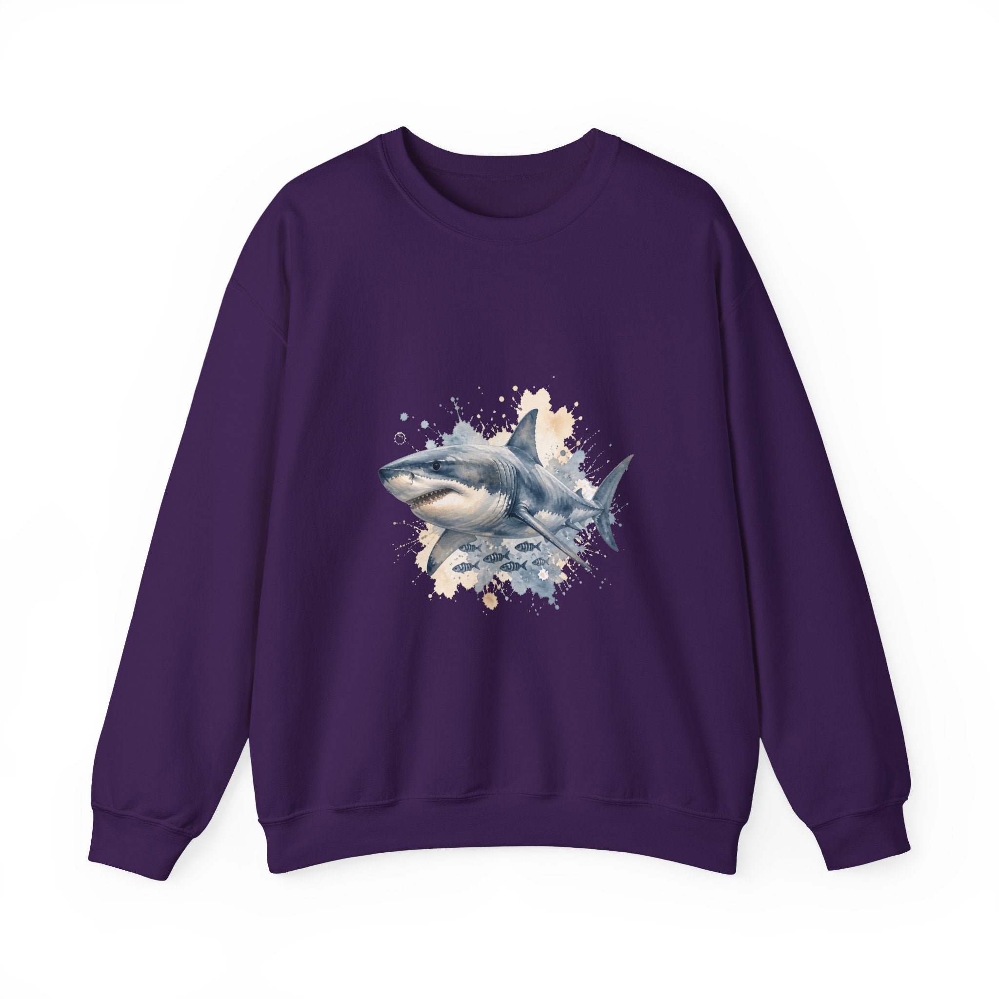 Matching Couple Sweatshirt - Shark & Dolphin Matching Couple Comfort Colors Crew Watercolor Art His Hers Birthday Gift - Design A