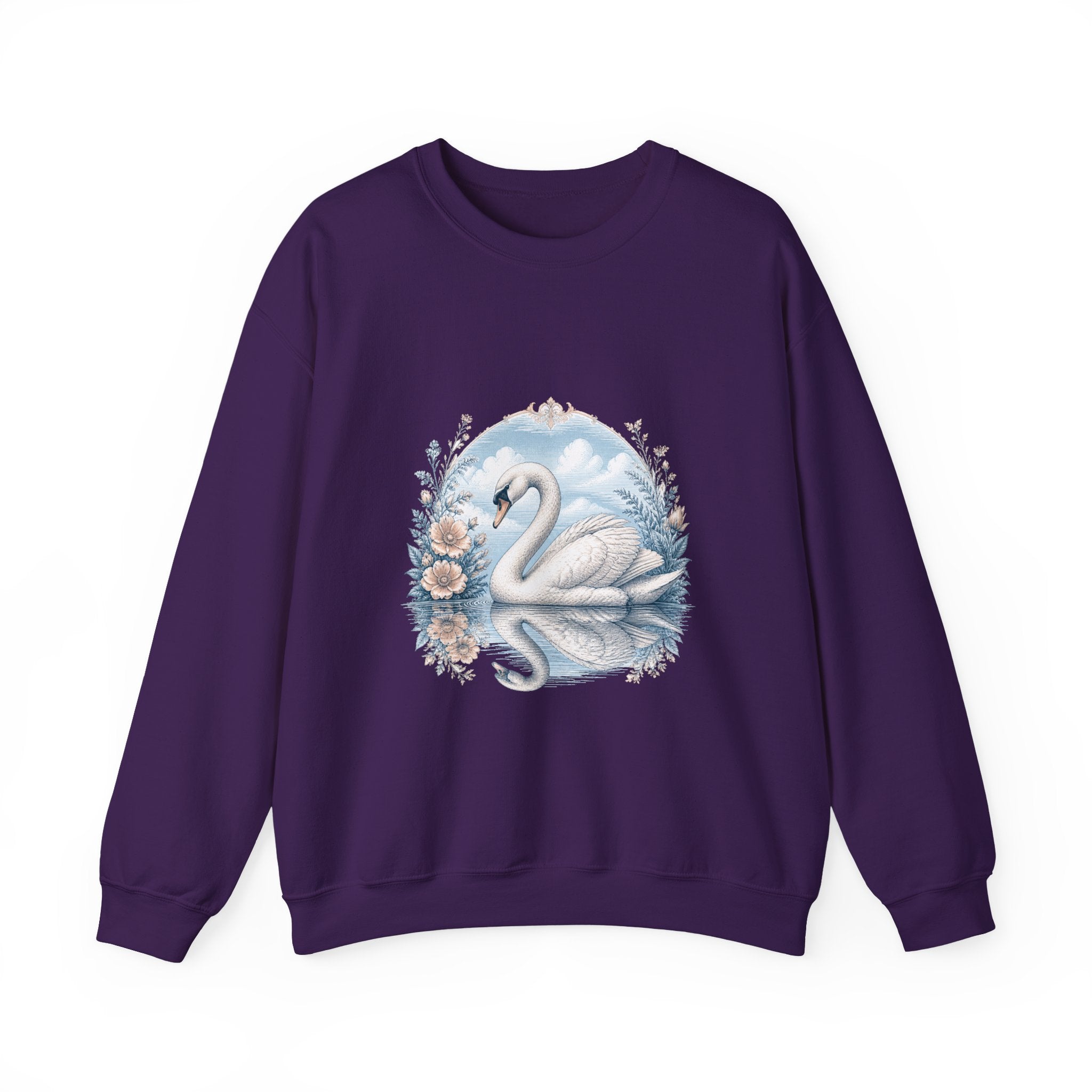 Matching Couple Sweatshirt - Raven & Swan Matching Couple Crewneck Sweatshirt Vintage Art His Hers Wedding Gift - Design B