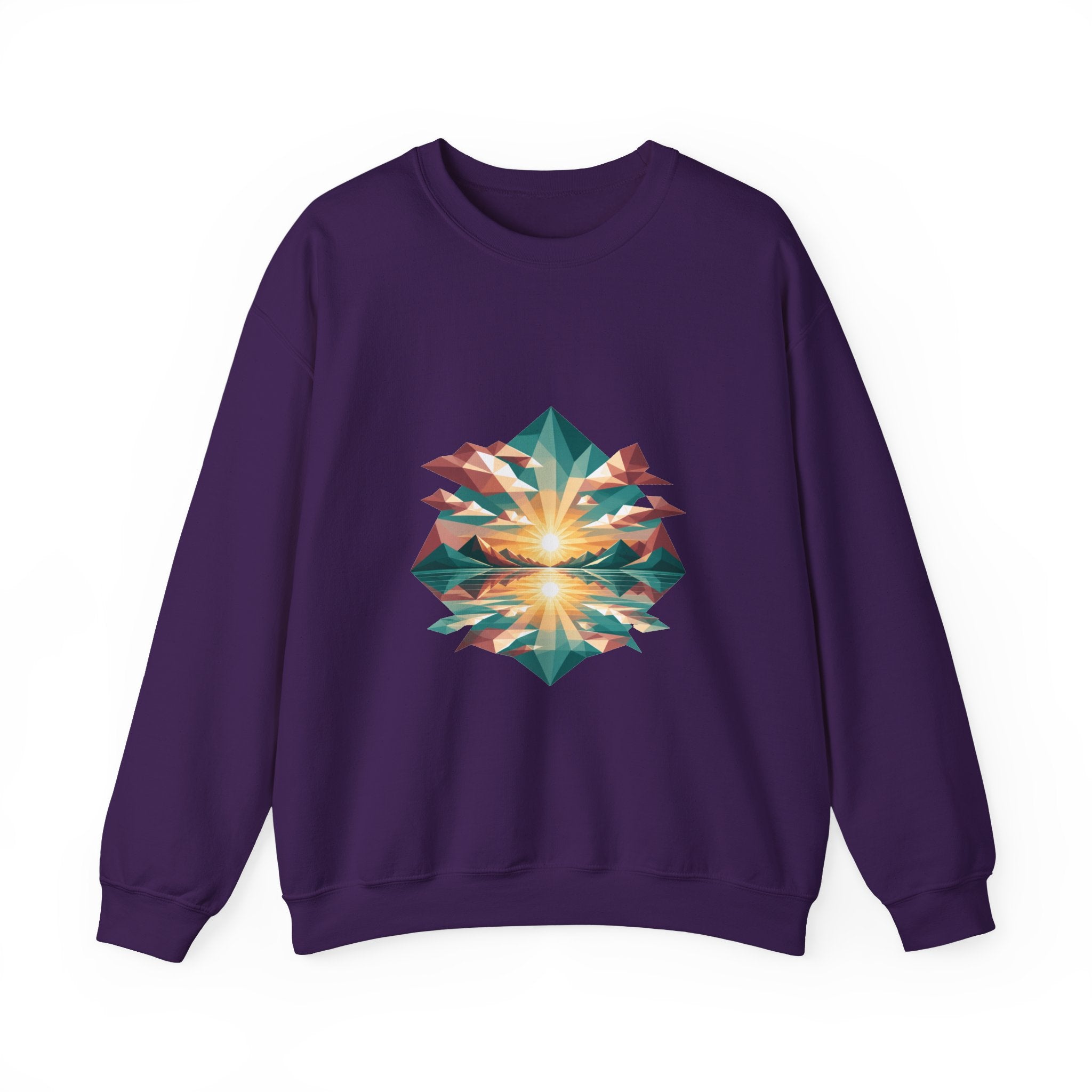 Matching Couple Sweatshirt - Sunrise & Sunset Matching Couple Premium Fleece Sweatshirt Geometric Art His Hers Love Gift - Design A