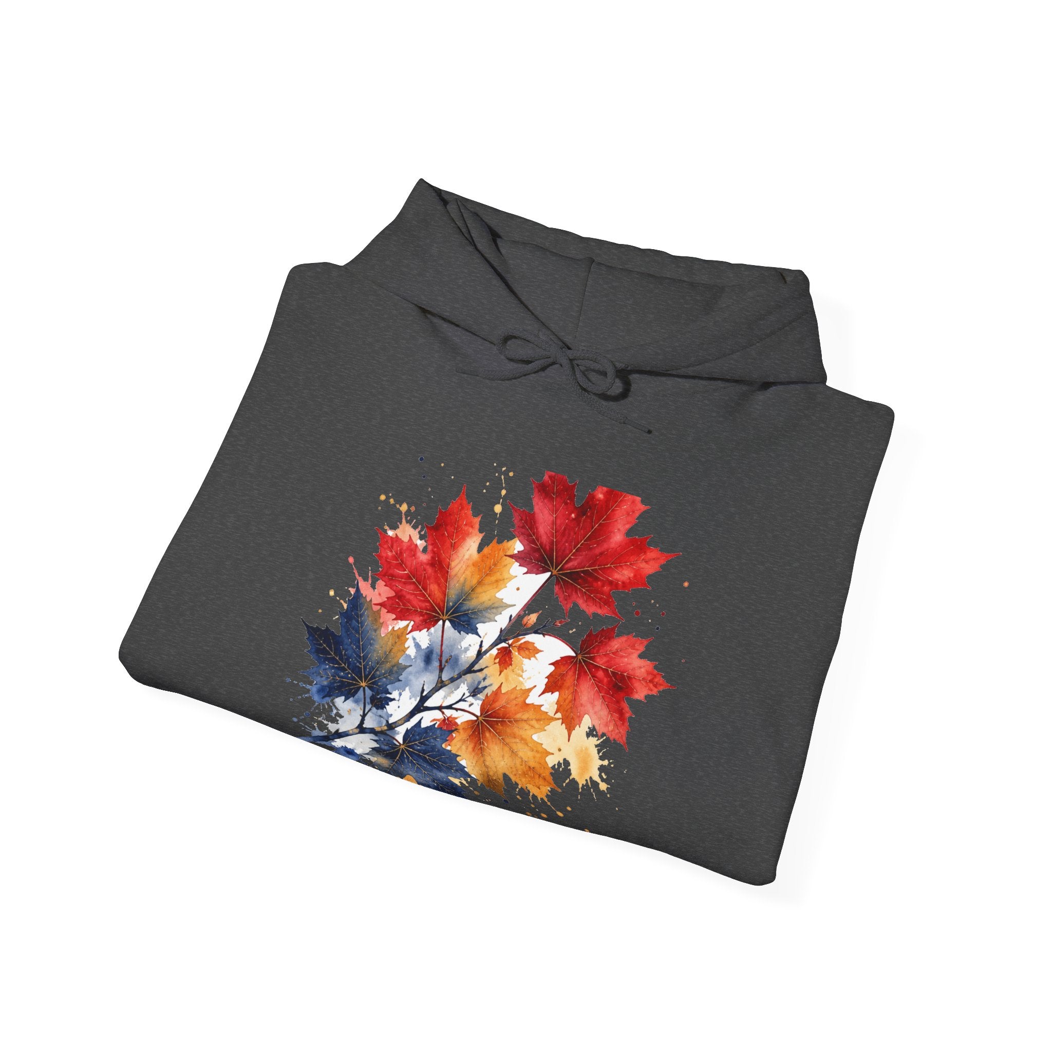 Matching Couple Sweatshirt - Cherry Blossom & Maple Leaf Matching Couple Hooded Sweatshirt Watercolor Art His Hers Engagement Gift - Design B