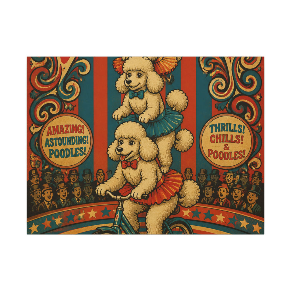 Poodle Stack Bicycle Wall Art Canvas 16×20 Psychedelic Cafe Decor Maximalist Print