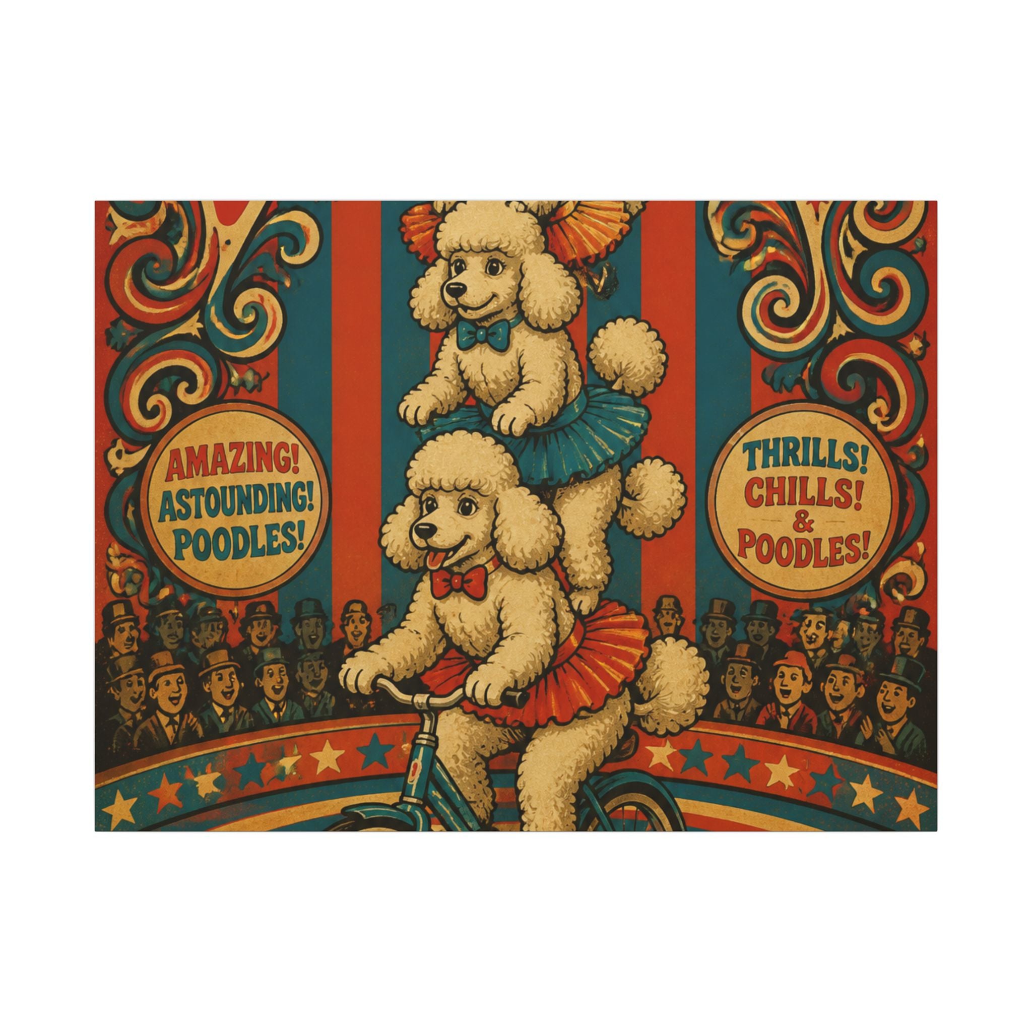 Poodle Stack Bicycle Wall Art Canvas 16×20 Psychedelic Cafe Decor Maximalist Print