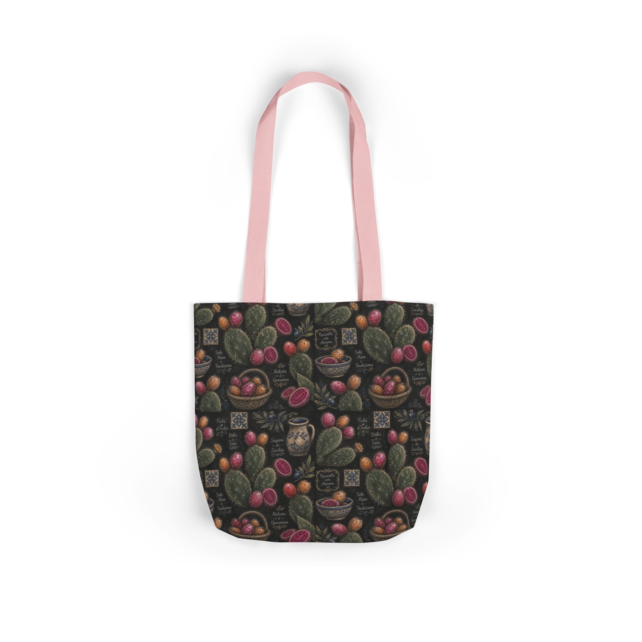 Prickly Pear Cactus Fruit Canvas Tote Bag Mediterranean Kitchen Chalk Art Design Italian Cottagecore Gift