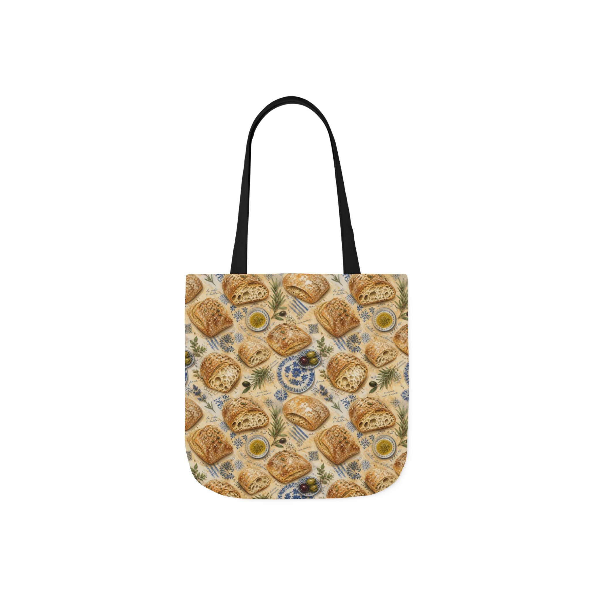 Ciabatta Rolls Canvas Tote Bag Mediterranean Kitchen Watercolor Design Italian Cottagecore Gift