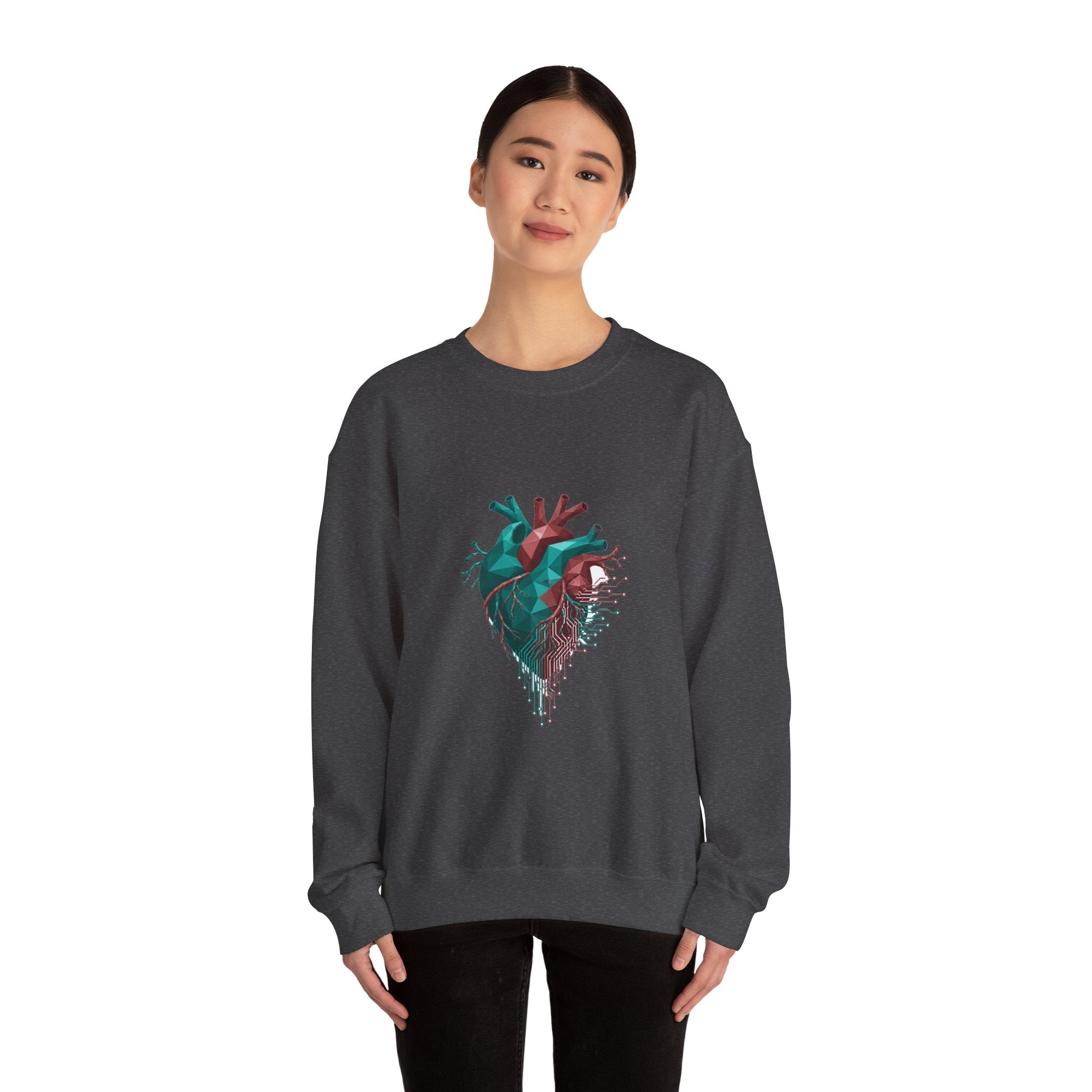 Matching Couple Sweatshirt - Robot & Heart Matching Couple Comfort Colors Crew Geometric Art His Hers Love Gift - Design B