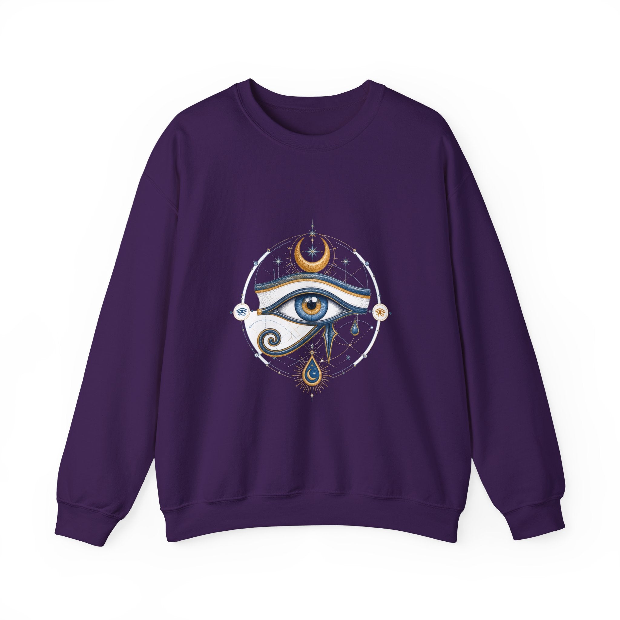 Matching Couple Sweatshirt - Eye of Ra & Horus Matching Couple Premium Fleece Sweatshirt Hand-Drawn Art His Hers Anniversary Gift - Design B