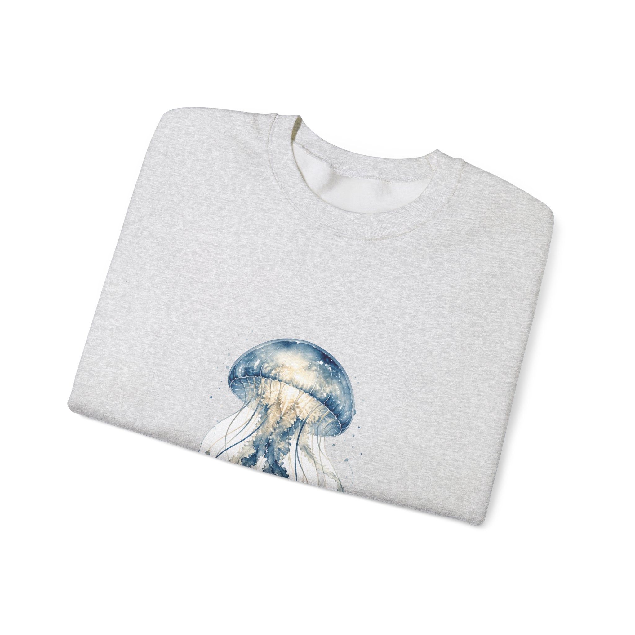 Matching Couple Sweatshirt - Octopus & Jellyfish Matching Couple Crewneck Sweatshirt Watercolor Art His Hers Engagement Gift - Design B