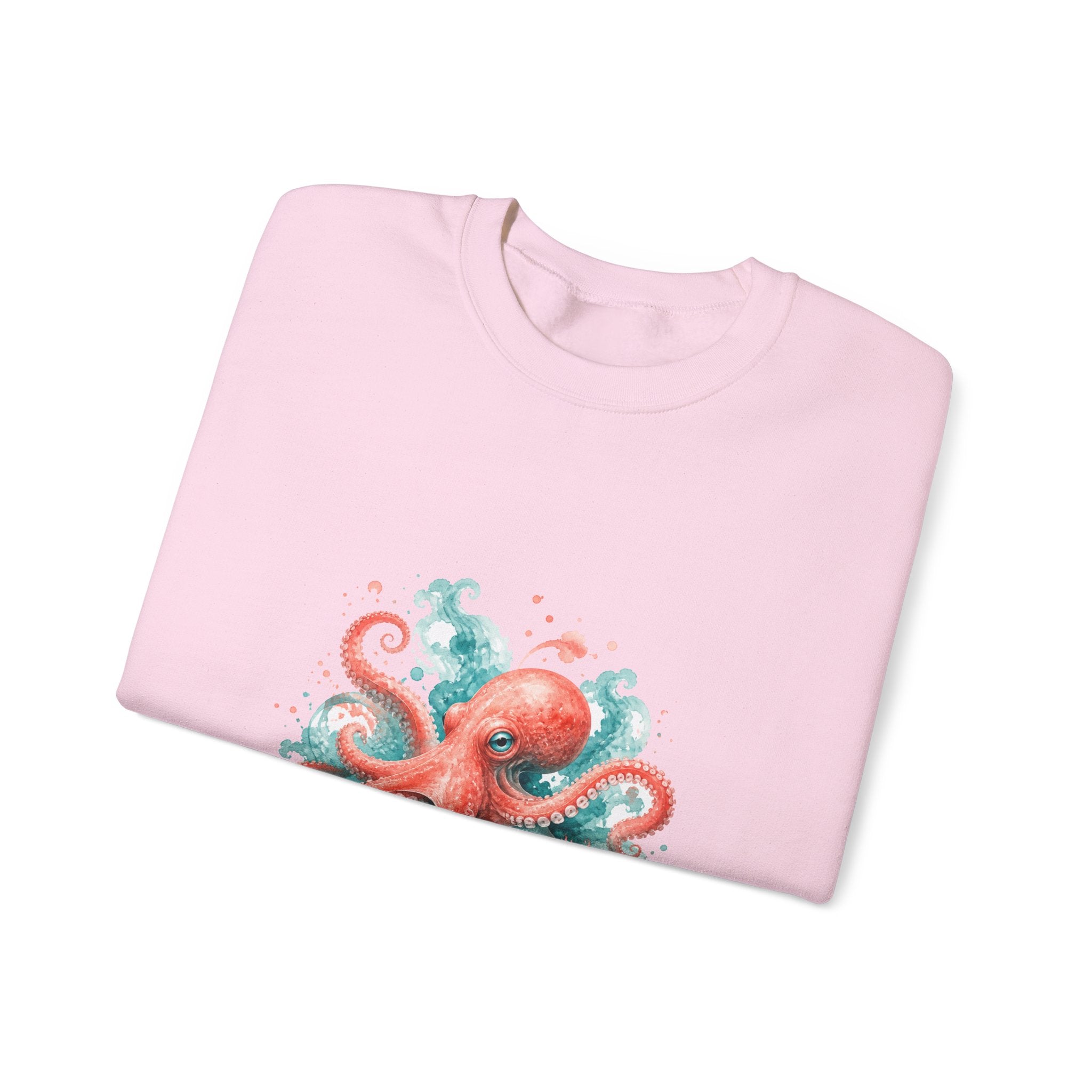 Matching Couple Sweatshirt - Octopus & Jellyfish Matching Couple Premium Fleece Sweatshirt Watercolor Art His Hers Birthday Gift - Design A