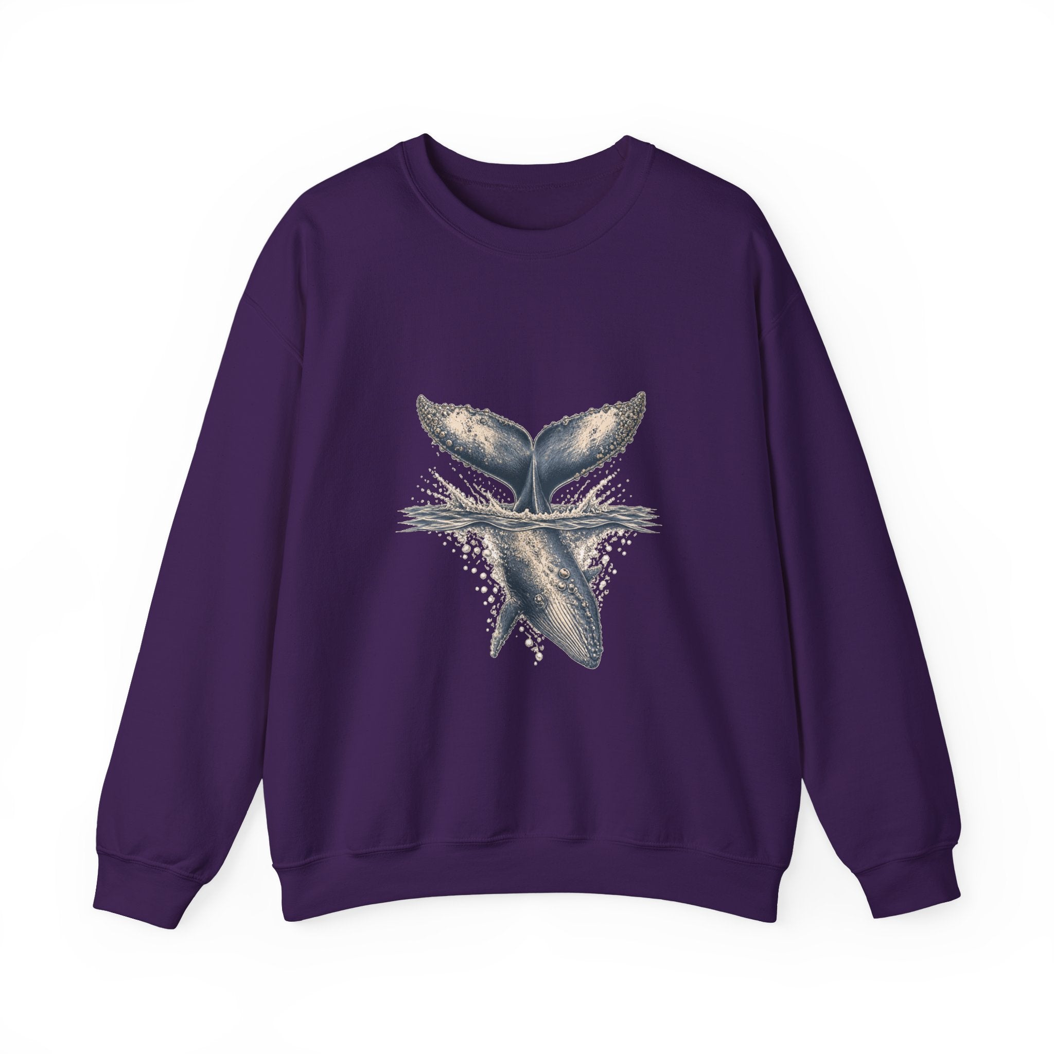 Matching Couple Sweatshirt - Eagle & Whale Matching Couple Crewneck Sweatshirt Hand-Drawn Art His Hers Best Friend Gift - Design B