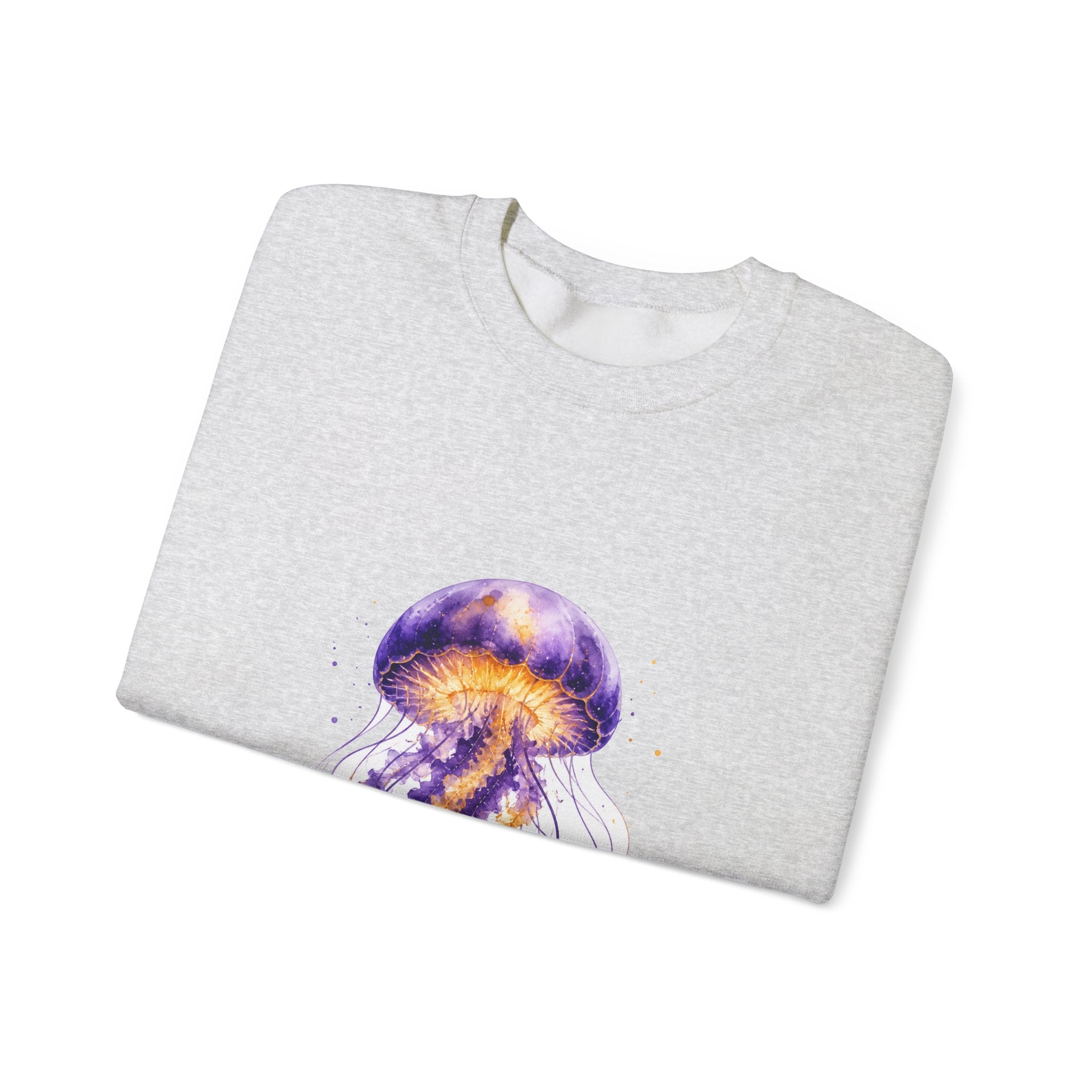 Matching Couple Sweatshirt - Octopus & Jellyfish Matching Couple Comfort Colors Crew Watercolor Art His Hers Birthday Gift - Design B