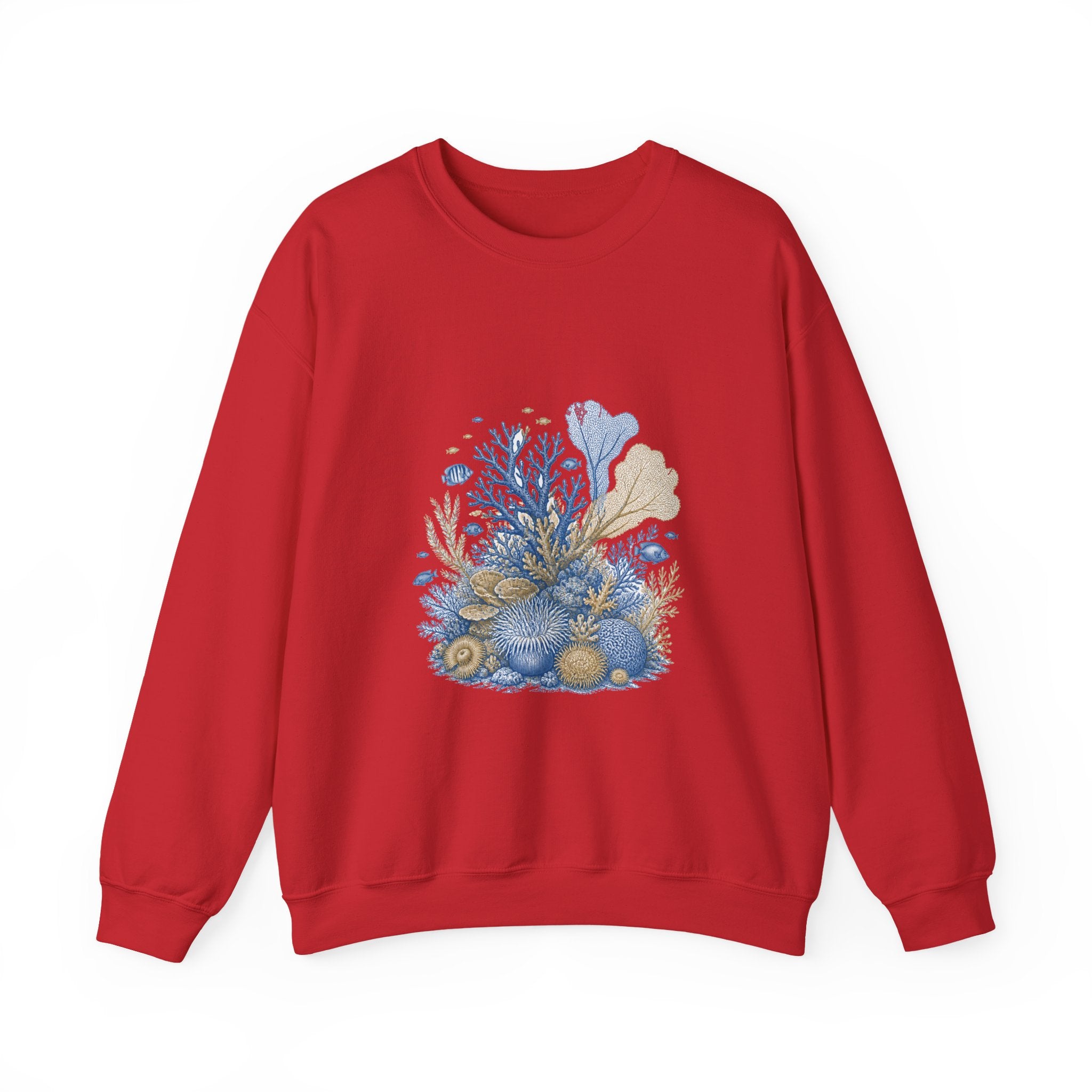 Matching Couple Sweatshirt - Coral Reef & Deep Sea Matching Couple Crewneck Sweatshirt Vintage Art His Hers Wedding Gift - Design A