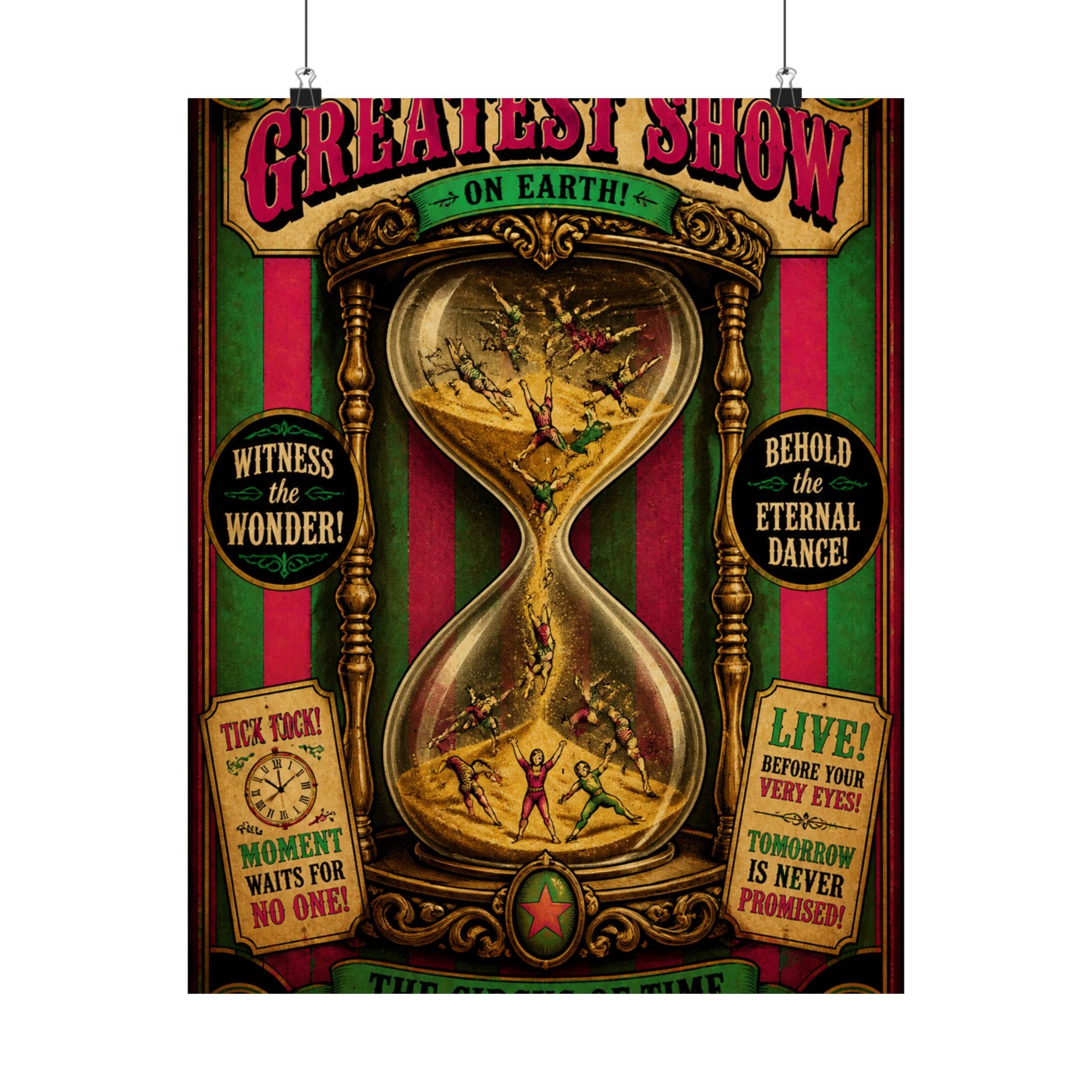 Hourglass Acrobats Wall Art Poster 18×24 Vintage Circus Kitchen Decor Maximalist Print