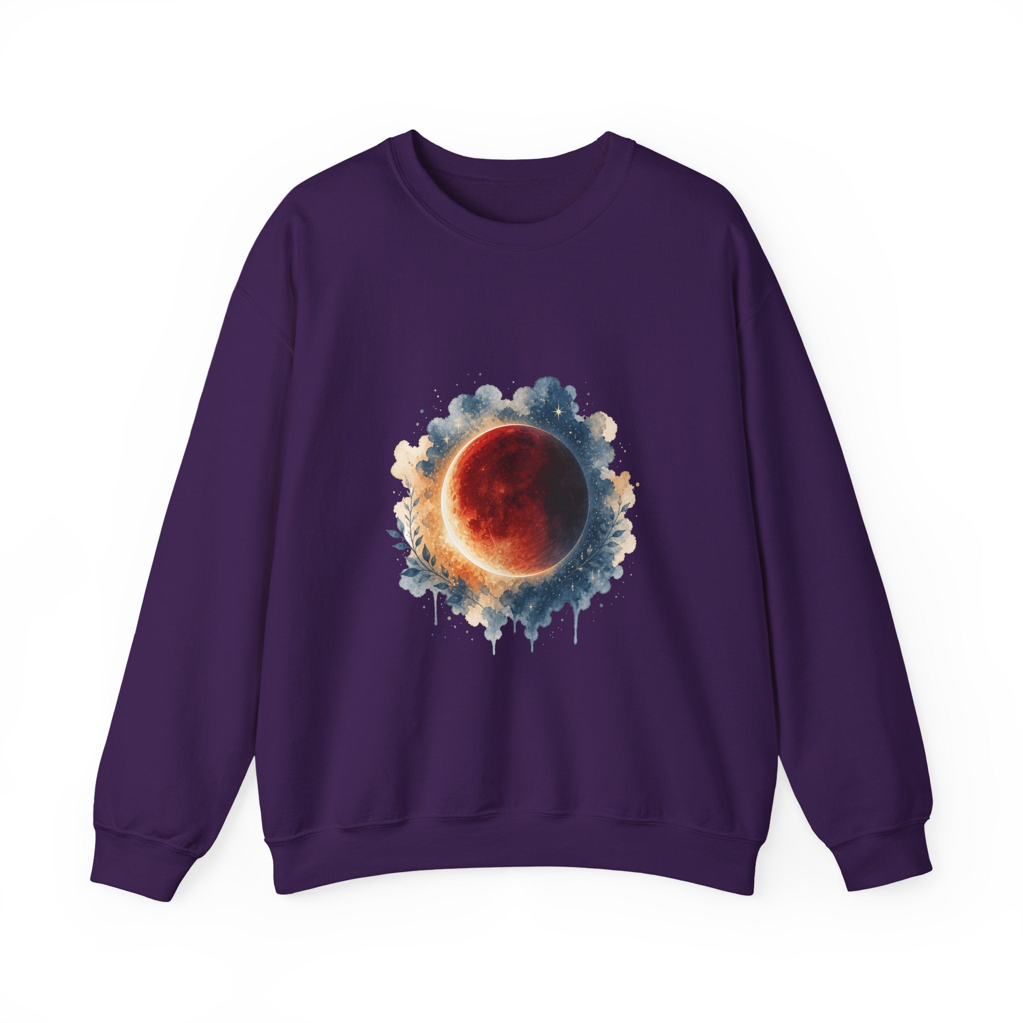 Matching Couple Sweatshirt - Solar & Lunar Eclipse Matching Couple Comfort Colors Crew Watercolor Art His Hers Birthday Gift - Design B