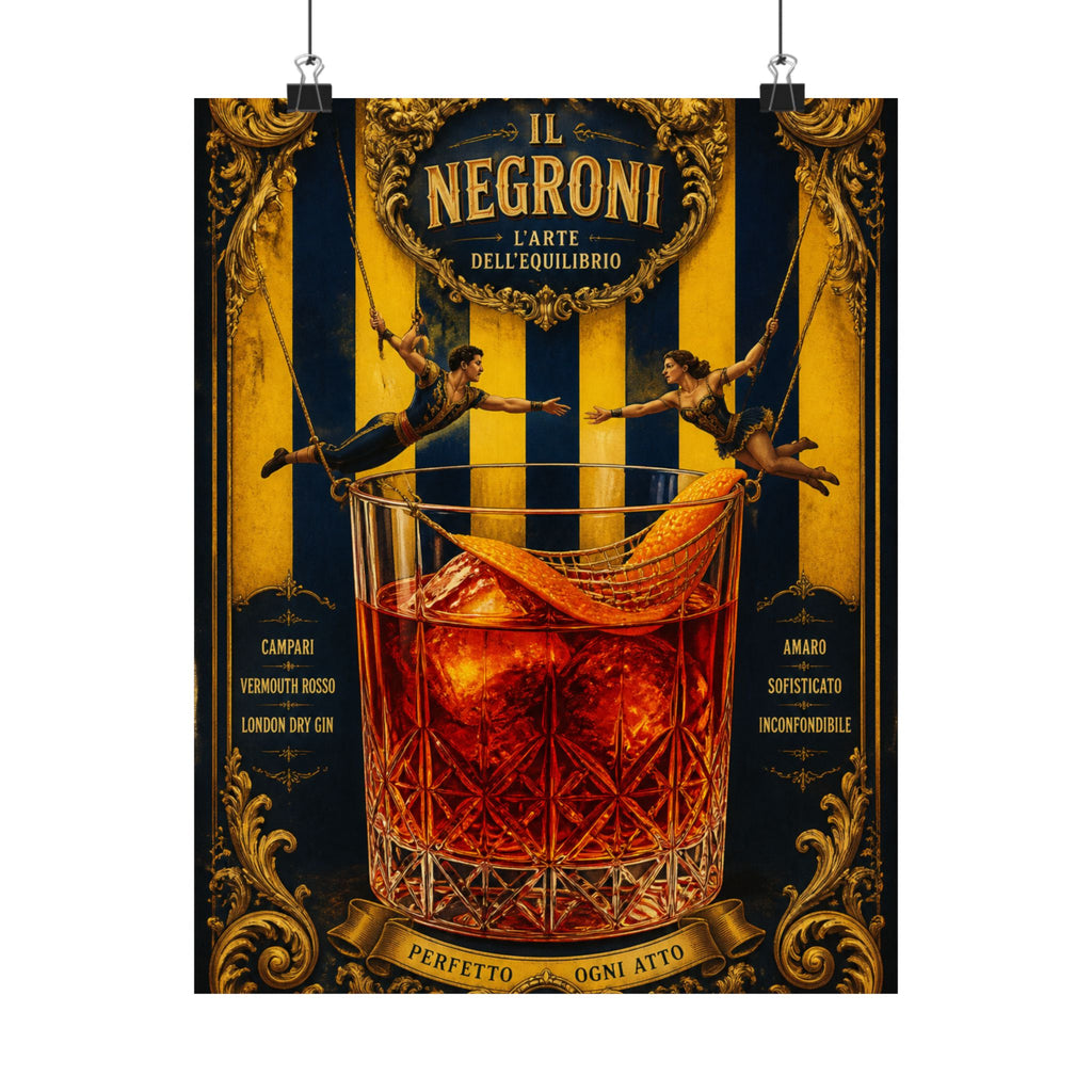 Negroni Trapeze Act Wall Art Poster 18×24 Baroque Home Office Decor Maximalist Print