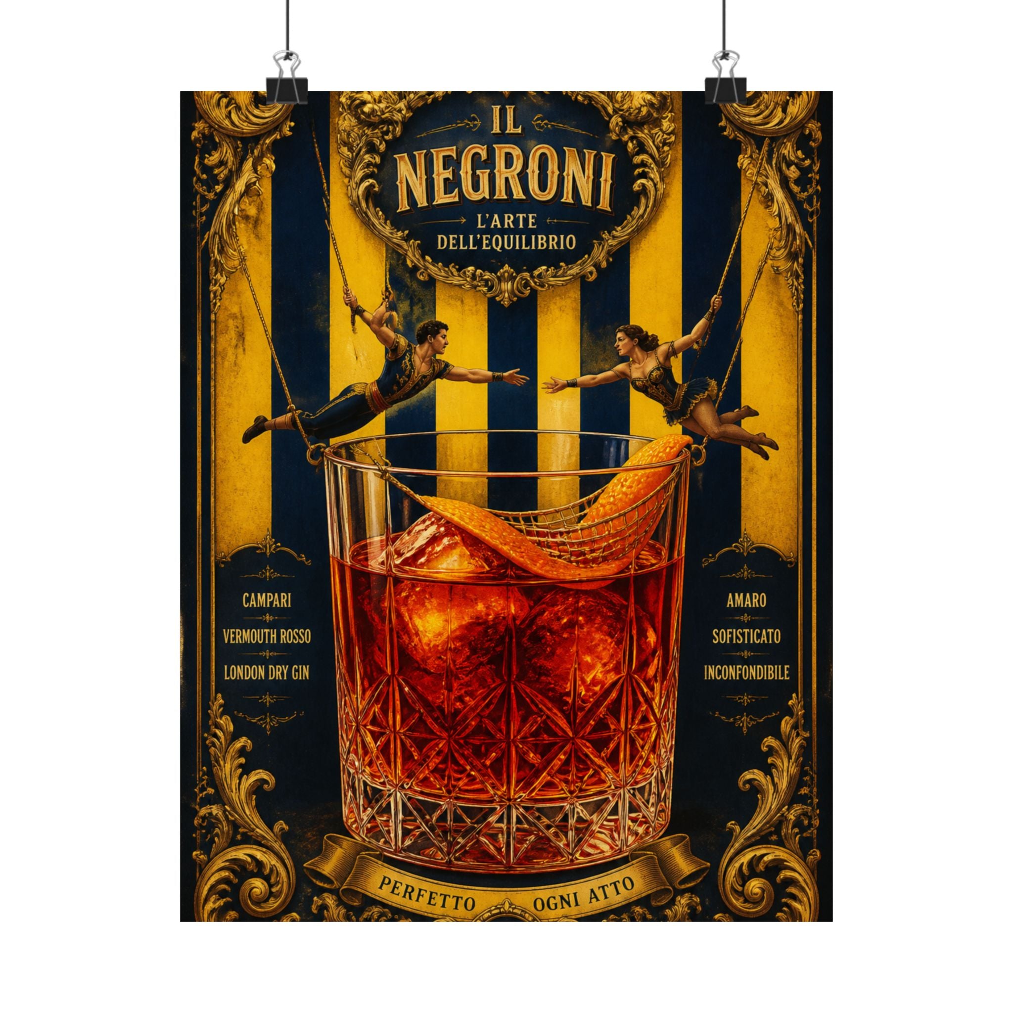 Negroni Trapeze Act Wall Art Poster 18×24 Baroque Home Office Decor Maximalist Print