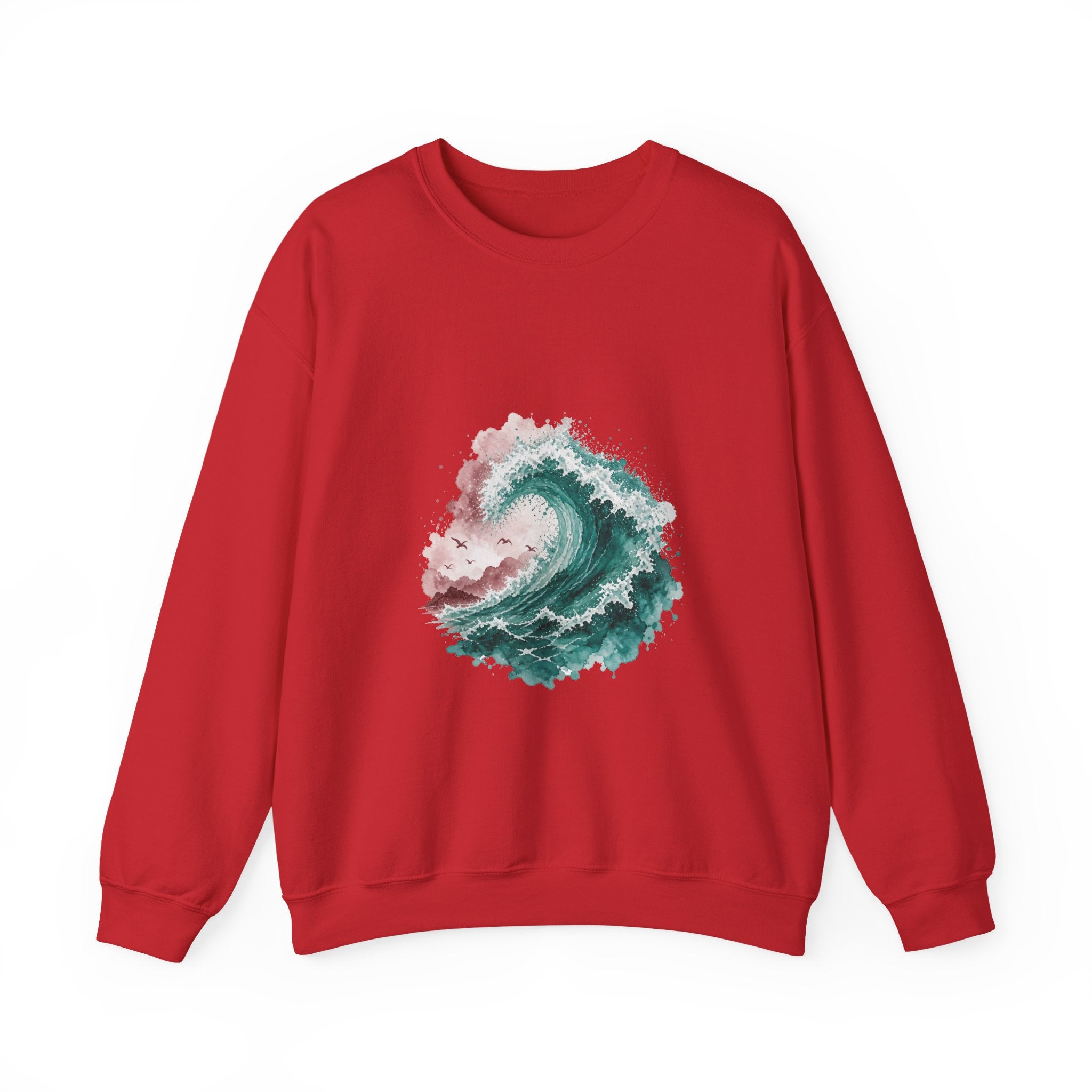 Matching Couple Sweatshirt - Mountain & Ocean Matching Couple Crewneck Sweatshirt Watercolor Art His Hers Engagement Gift - Design B