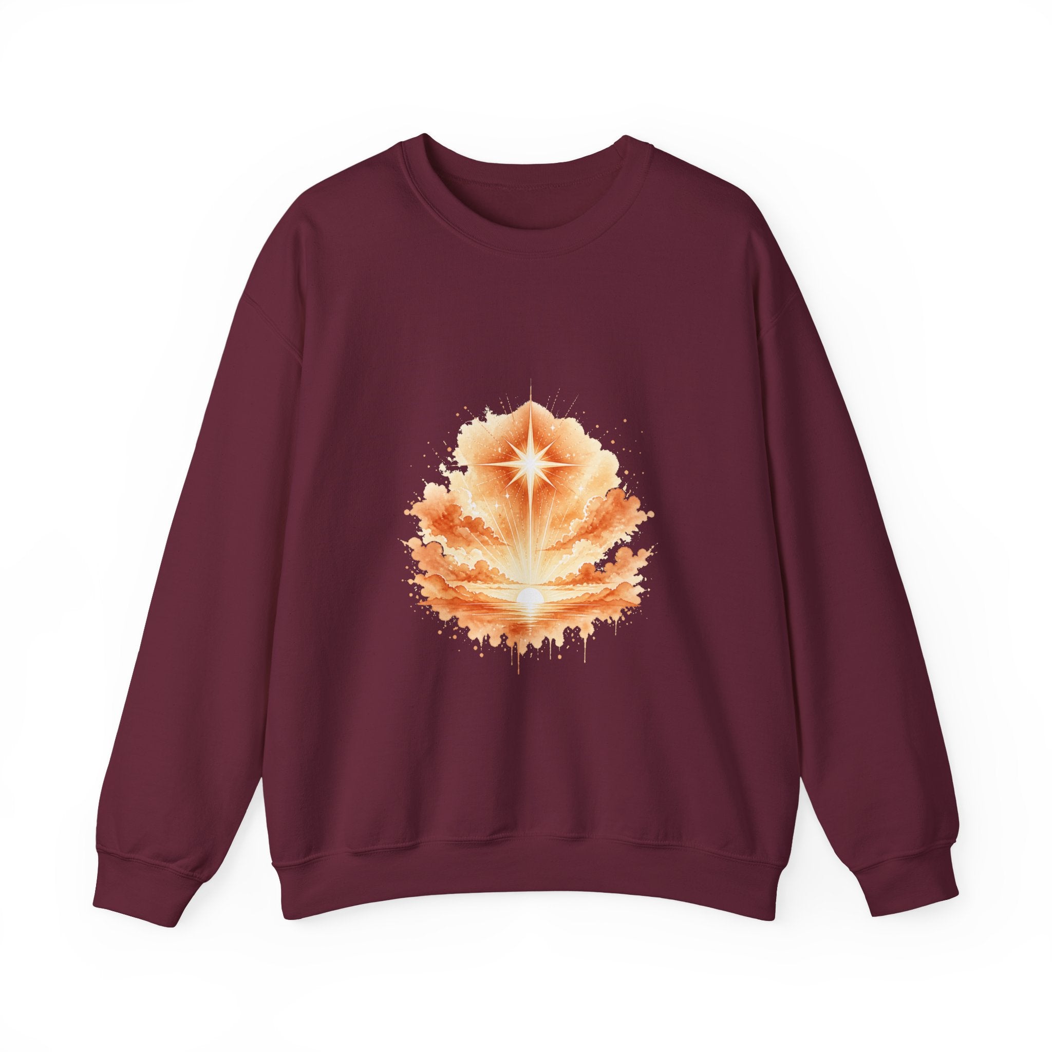 Matching Couple Sweatshirt - Evening & Morning Star Matching Couple Premium Fleece Sweatshirt Watercolor Art His Hers Birthday Gift - Design B