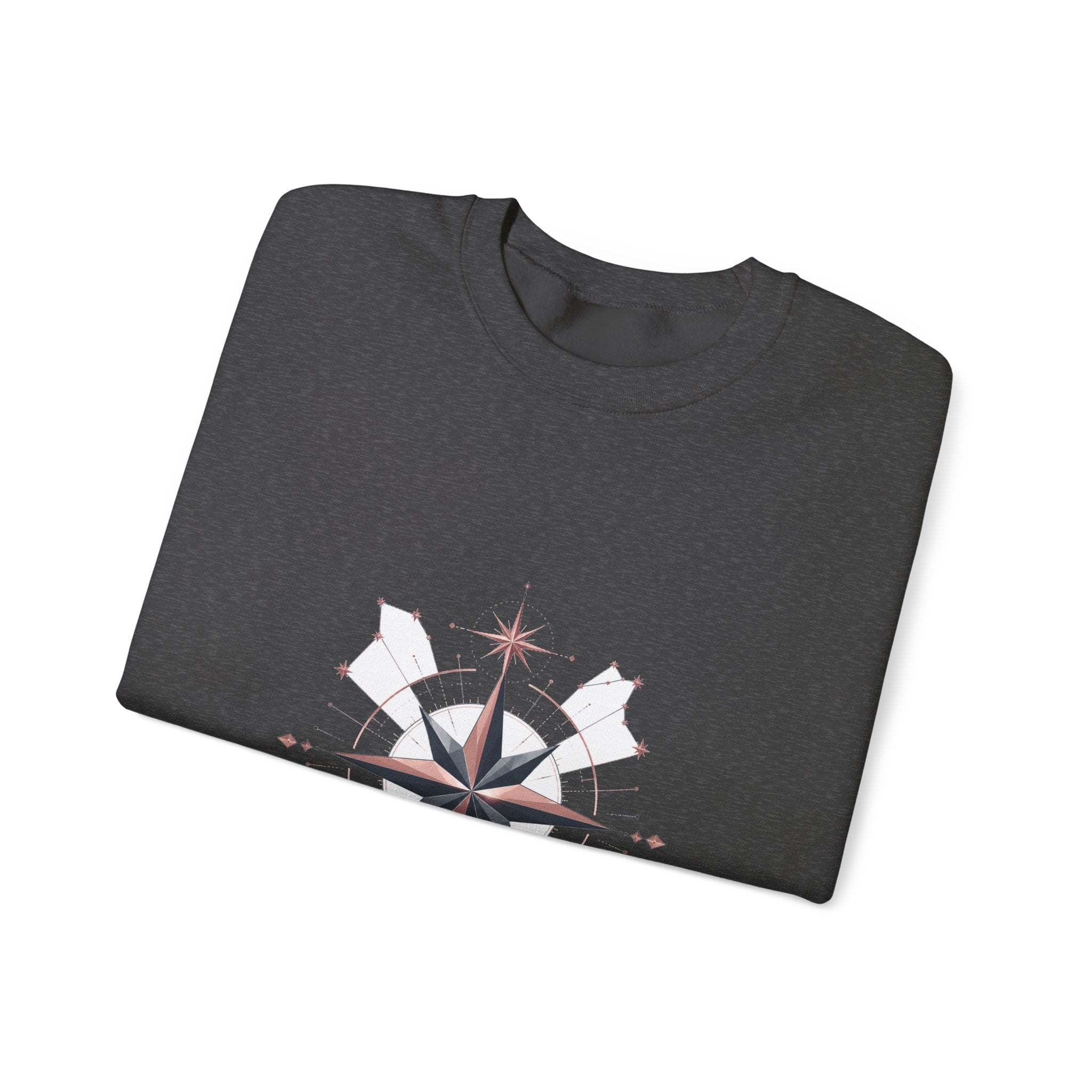 Matching Couple Sweatshirt - Shooting Star & North Star Matching Couple Crewneck Sweatshirt Geometric Art His Hers Couple Gift - Design B